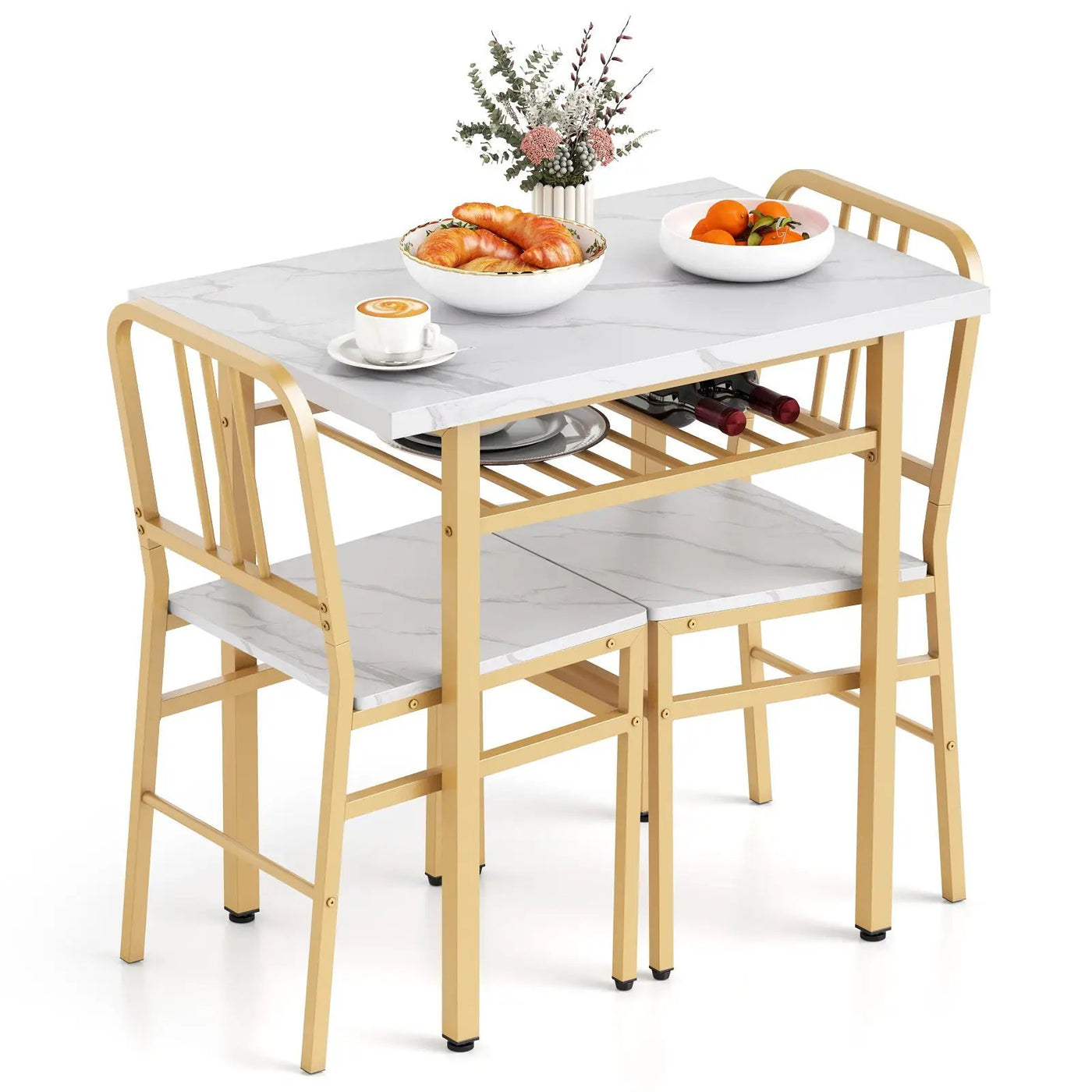 3-Piece Dining Table Set with Rectangular Kitchen Table and 2 Chairs by DirectDeals