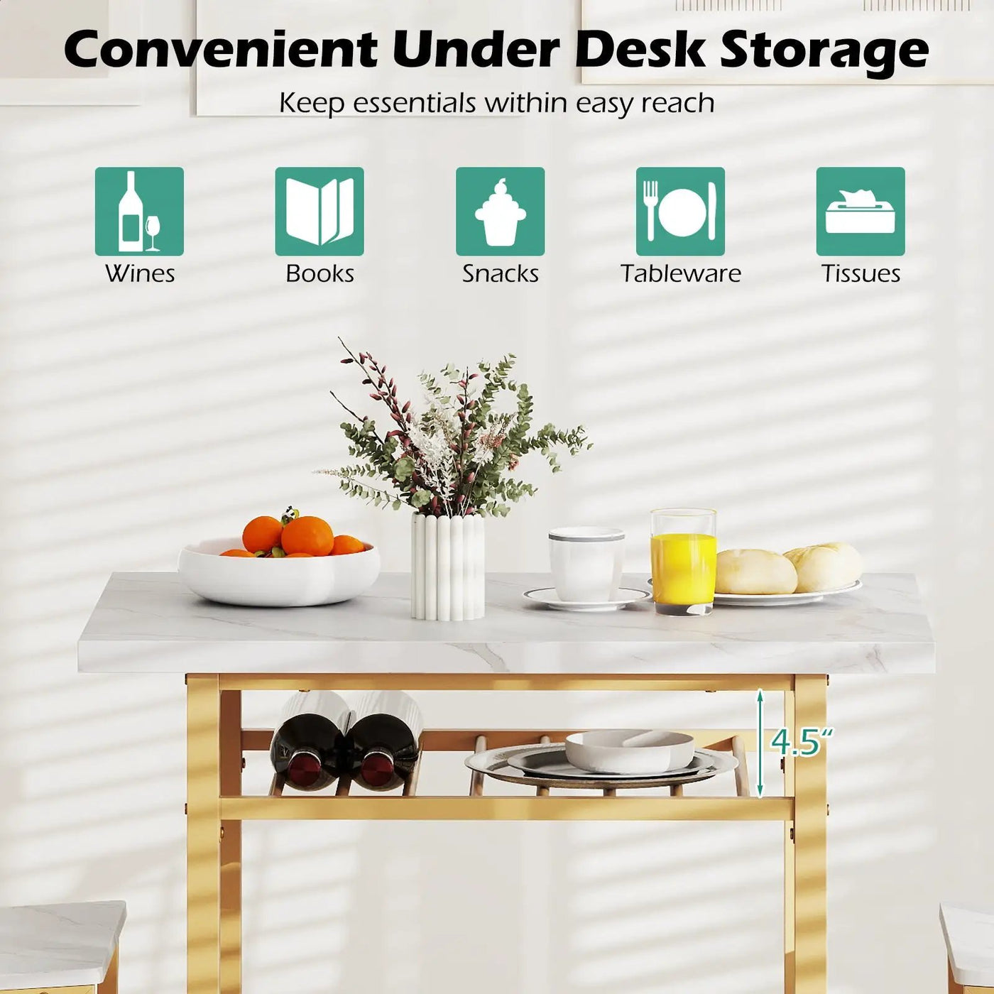 3-Piece Dining Table Set with Rectangular Kitchen Table and 2 Chairs by DirectDeals