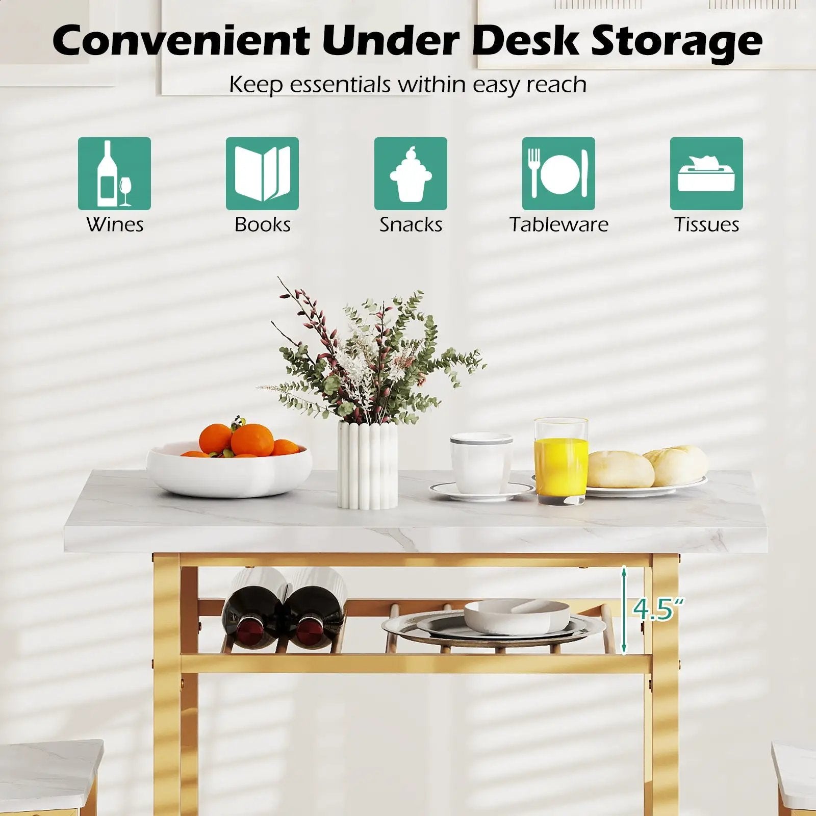 3-Piece Dining Table Set with Rectangular Kitchen Table and 2 Chairs by DirectDeals