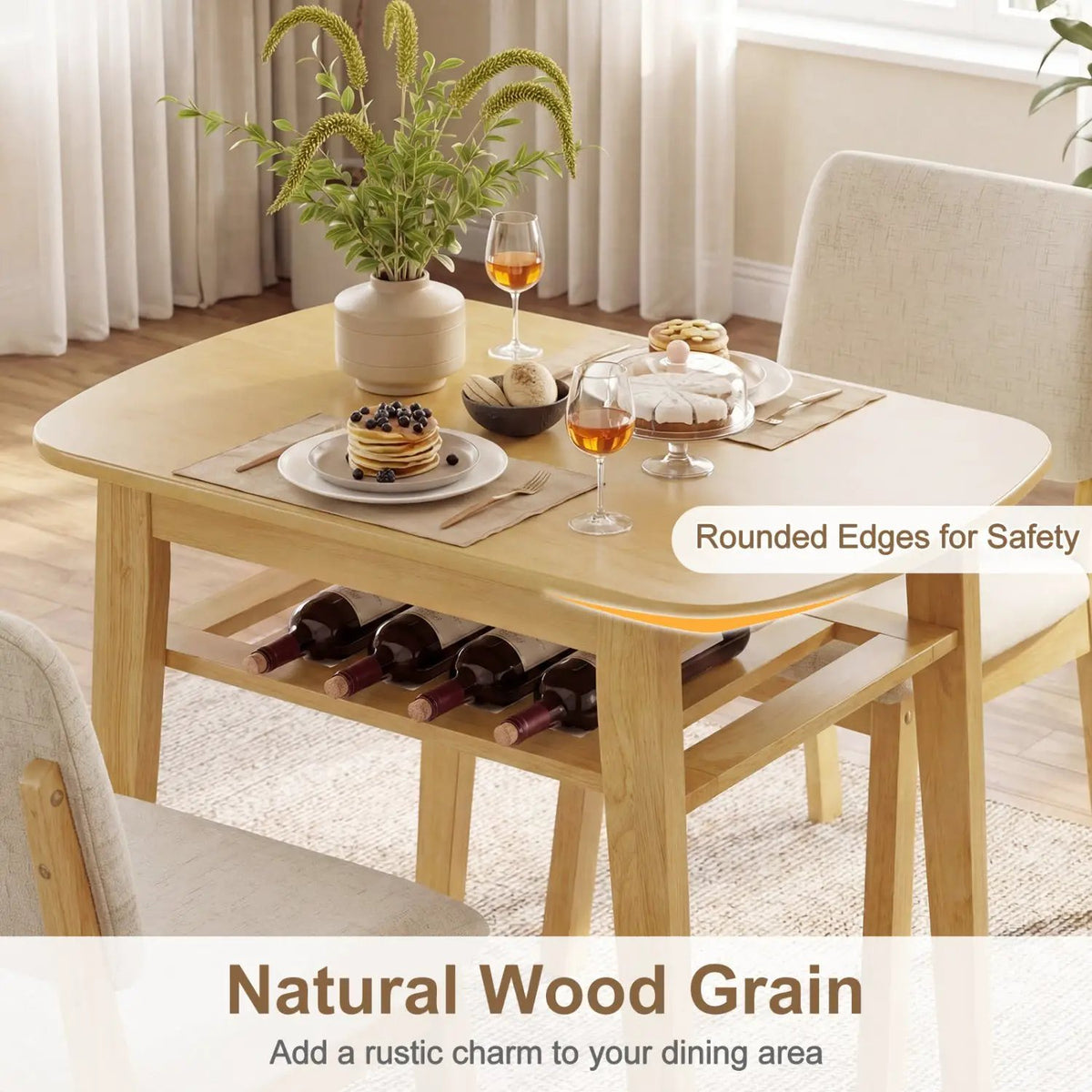 3-Piece Dining Table Set for 2 with Upholstered Chairs, photo 6 of 16