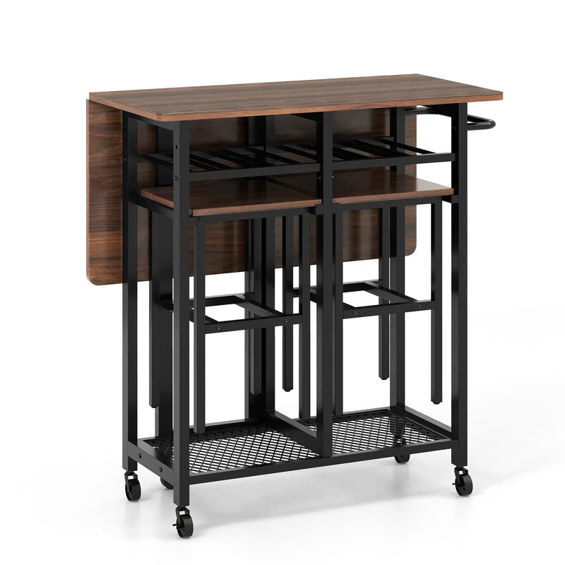 3 Piece Dining Table Set with 6-Bottle Wine Rack by DirectDeals