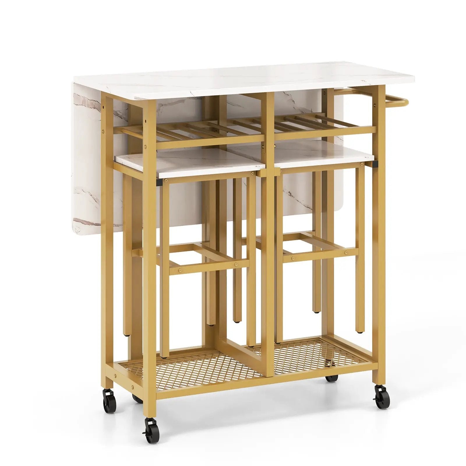 3 Piece Dining Table Set with 6-Bottle Wine Rack by DirectDeals