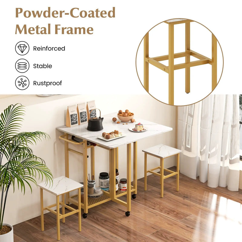 3 Piece Dining Table Set with 6-Bottle Wine Rack by DirectDeals