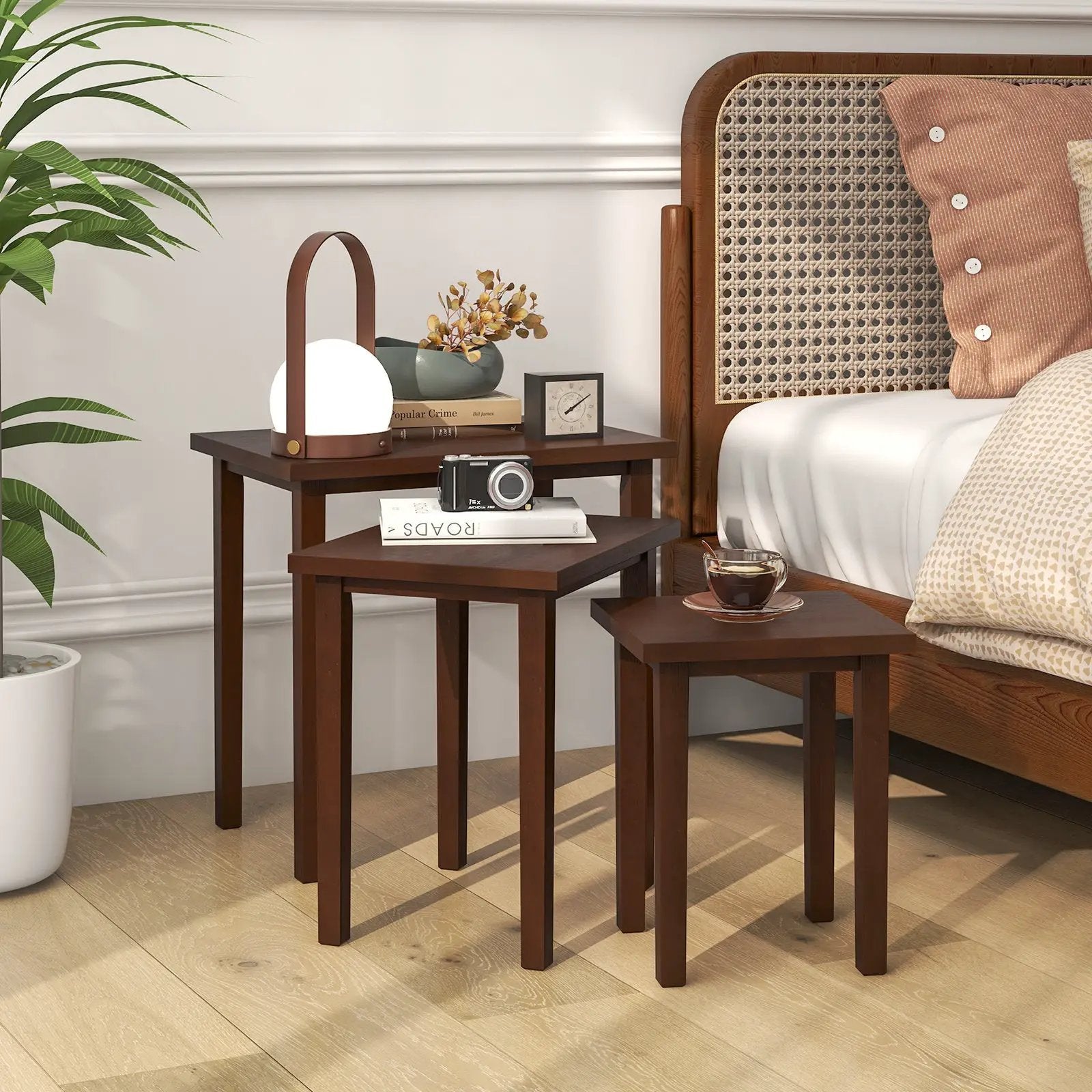 3-Piece Farmhouse Rectangle Side Table Set for Living Room by DirectDeals