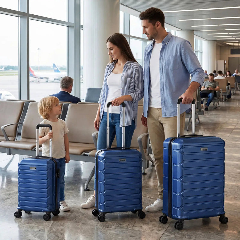 3-Piece Hardside Luggage Set Lightweight Hardside Suitcases with 8-Spinner Wheels by DirectDeals