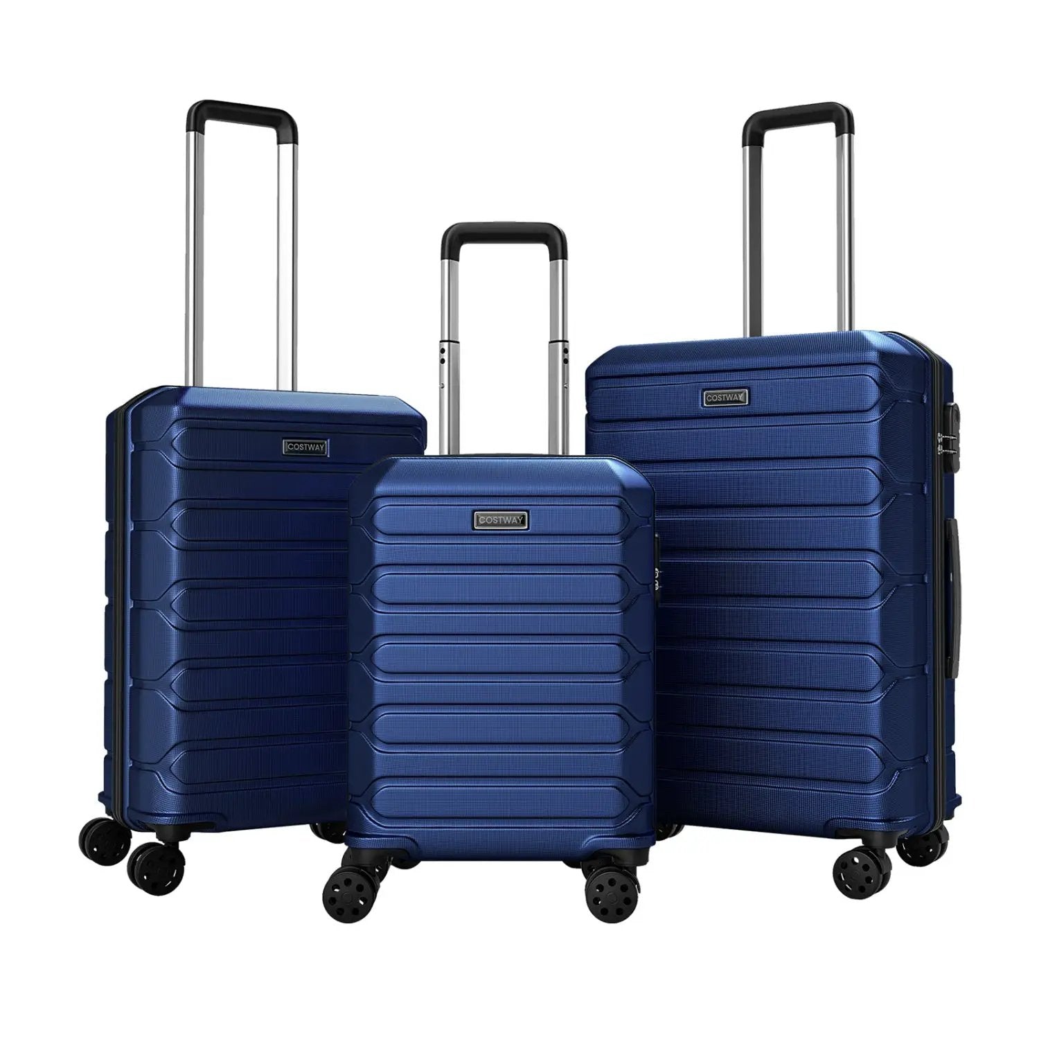 3-Piece Hardside Luggage Set Lightweight Hardside Suitcases with 8-Spinner Wheels by DirectDeals