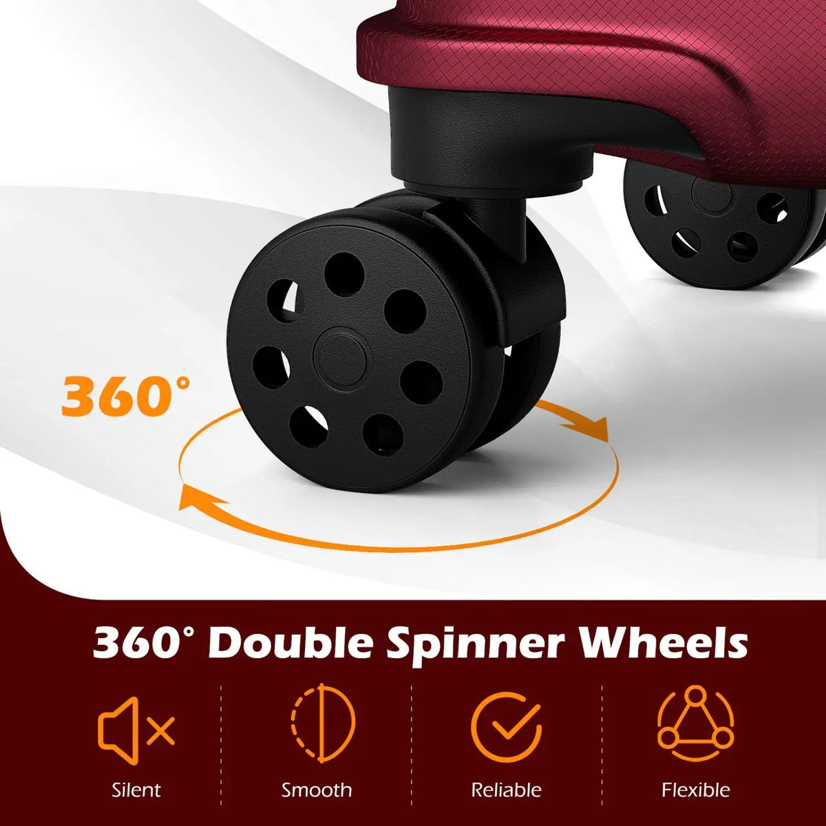 3-Piece Hardside Luggage Set Lightweight Hardside Suitcases with 8-Spinner Wheels, photo 39 of 48