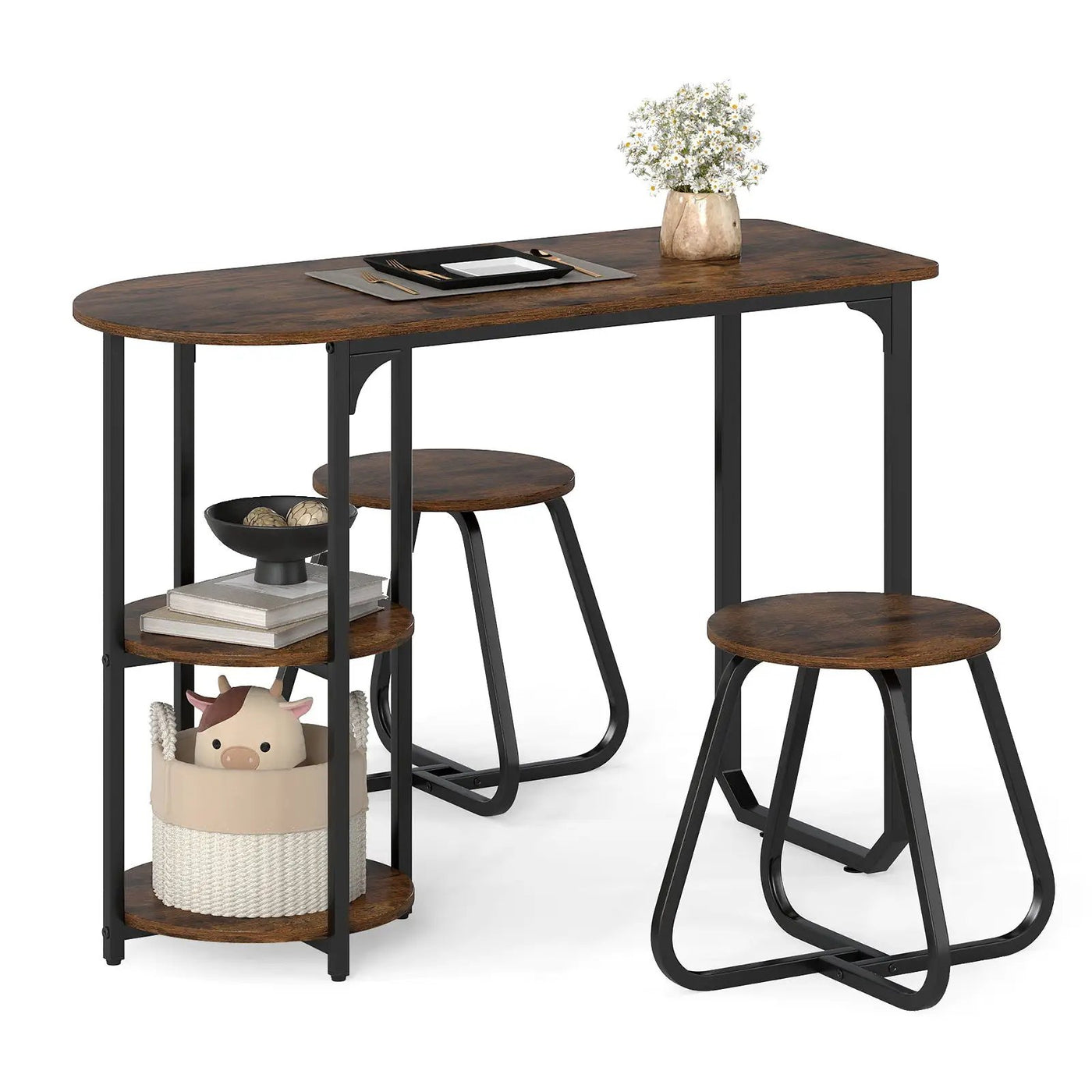 3-Piece Industrial Dining Table Set for Small Space by DirectDeals