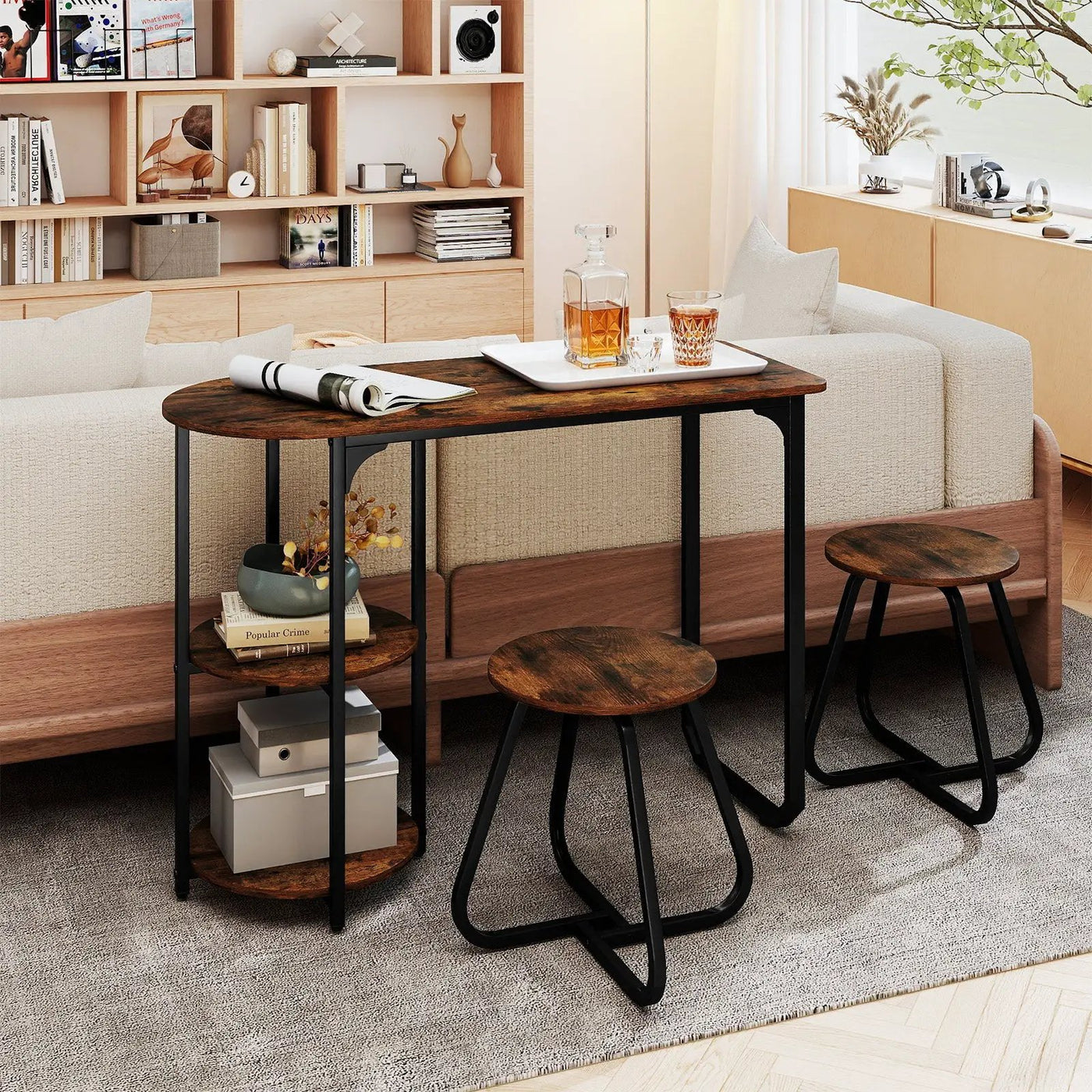 3-Piece Industrial Dining Table Set for Small Space by DirectDeals