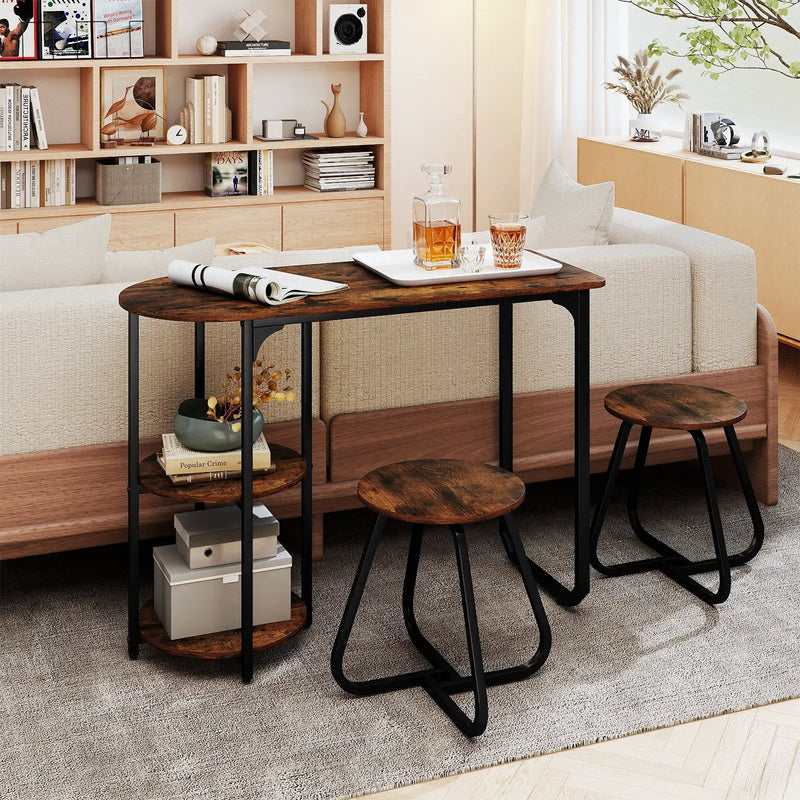 3-Piece Industrial Dining Table Set for Small Space by DirectDeals