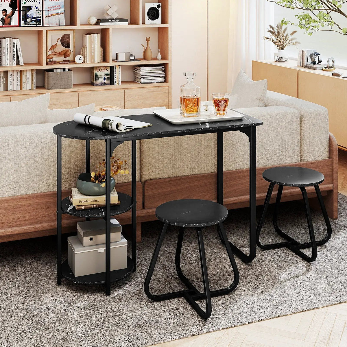 3-Piece Industrial Dining Table Set for Small Space by DirectDeals