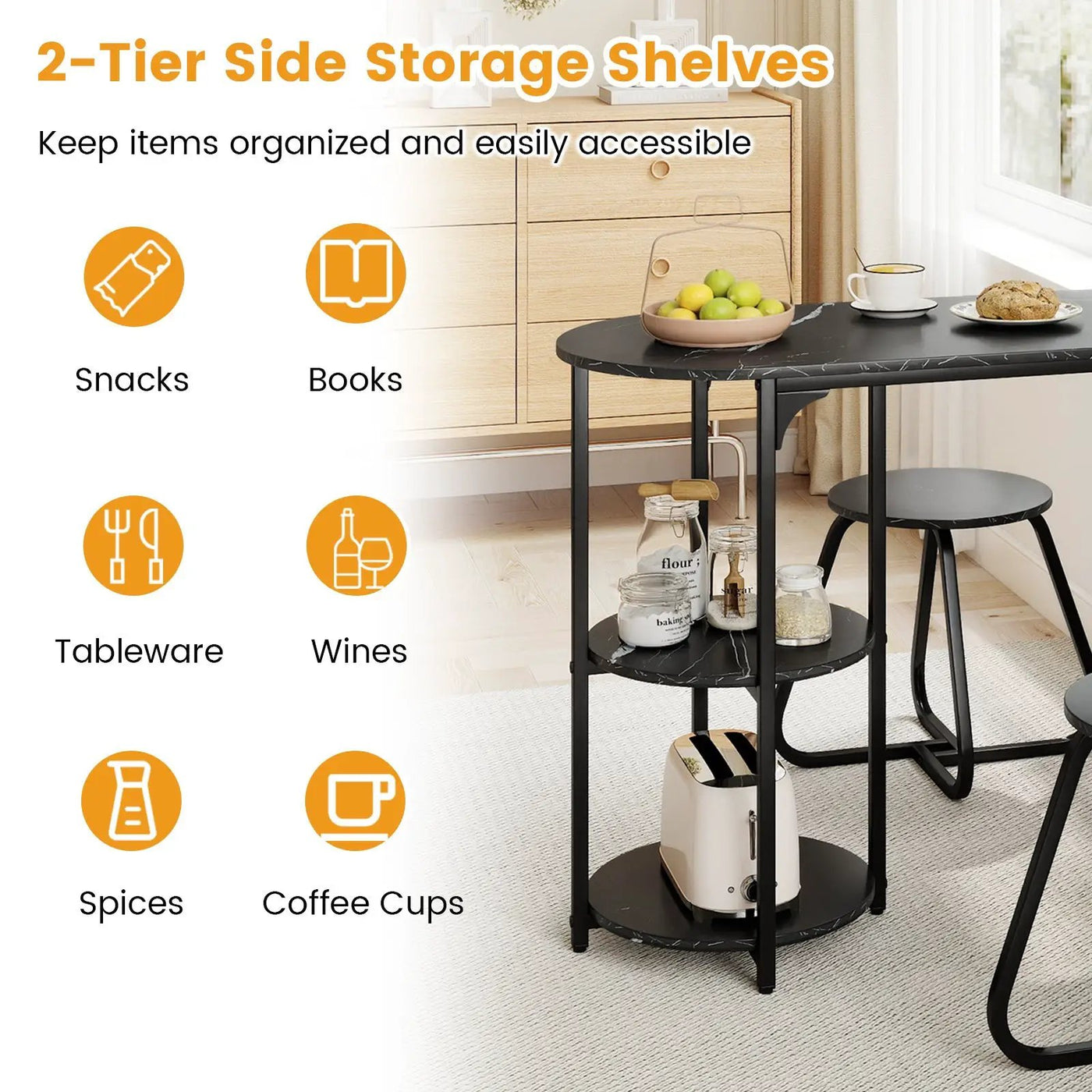 3-Piece Industrial Dining Table Set for Small Space by DirectDeals