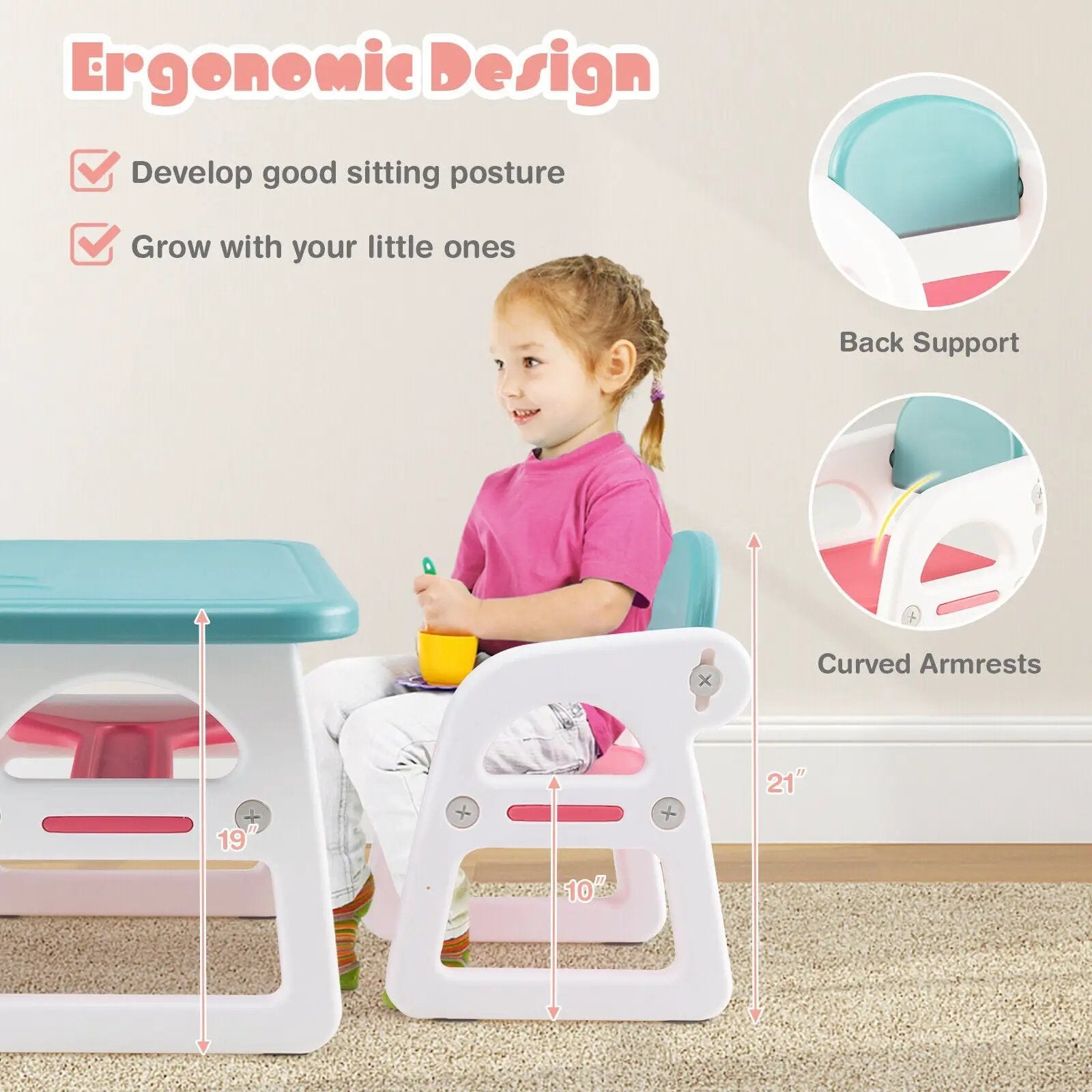 Kids Table and Chair Set with Building Blocks by DirectDeals