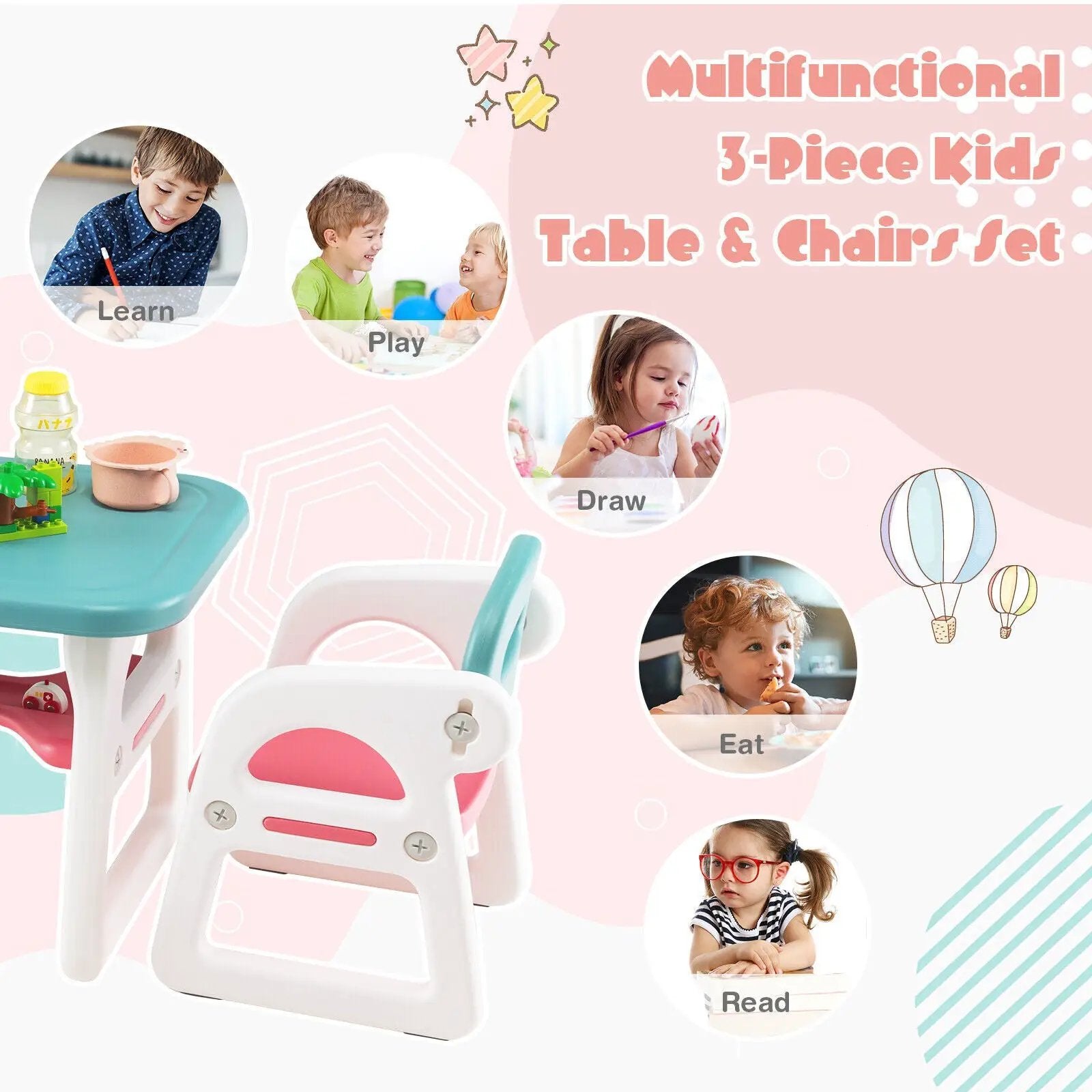Kids Table and Chair Set with Building Blocks by DirectDeals