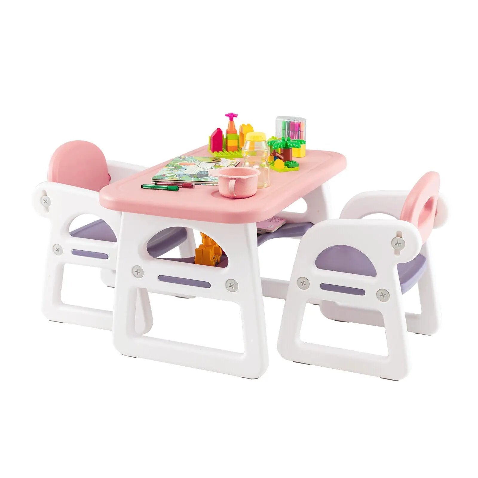 Kids Table and Chair Set with Building Blocks by DirectDeals