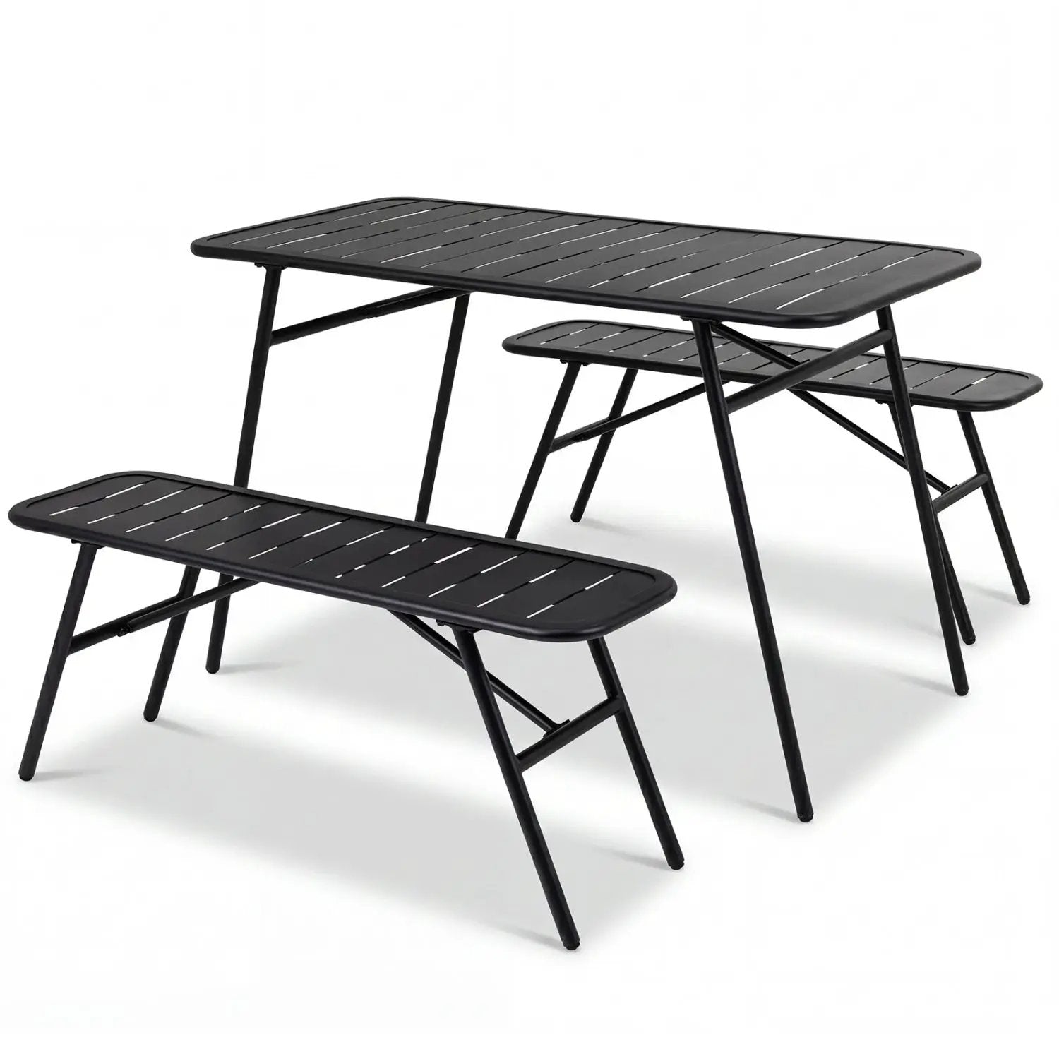 3-Piece Metal Patio Dining Set with Table and 2 Benches by DirectDeals