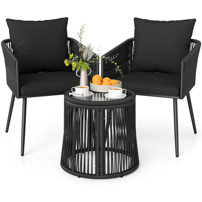 3-Piece Outdoor Furniture Set with Cushions for Porch Garden by DirectDeals