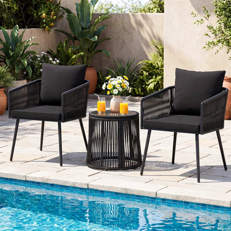 3-Piece Outdoor Furniture Set with Cushions for Porch Garden by DirectDeals