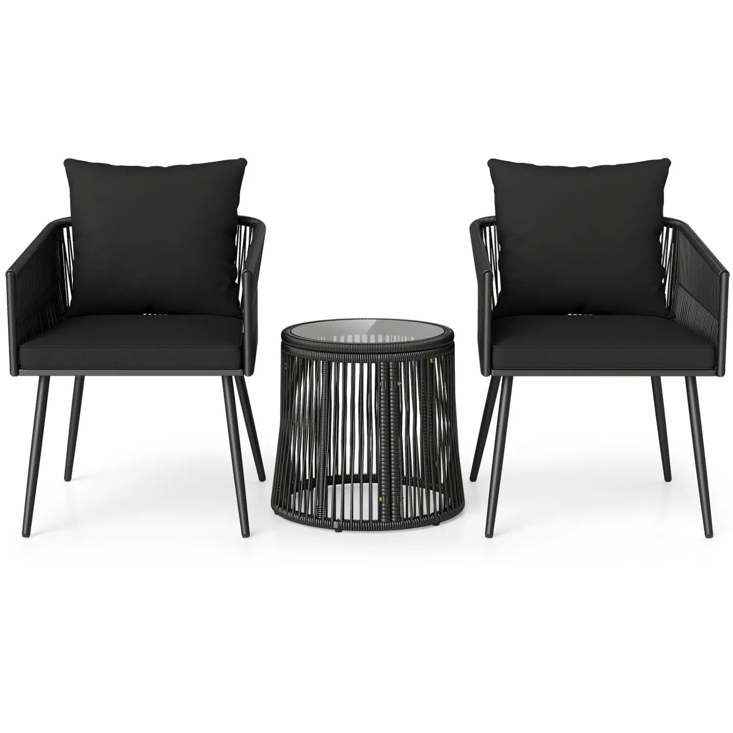 3-Piece Outdoor Furniture Set with Cushions for Porch Garden by DirectDeals