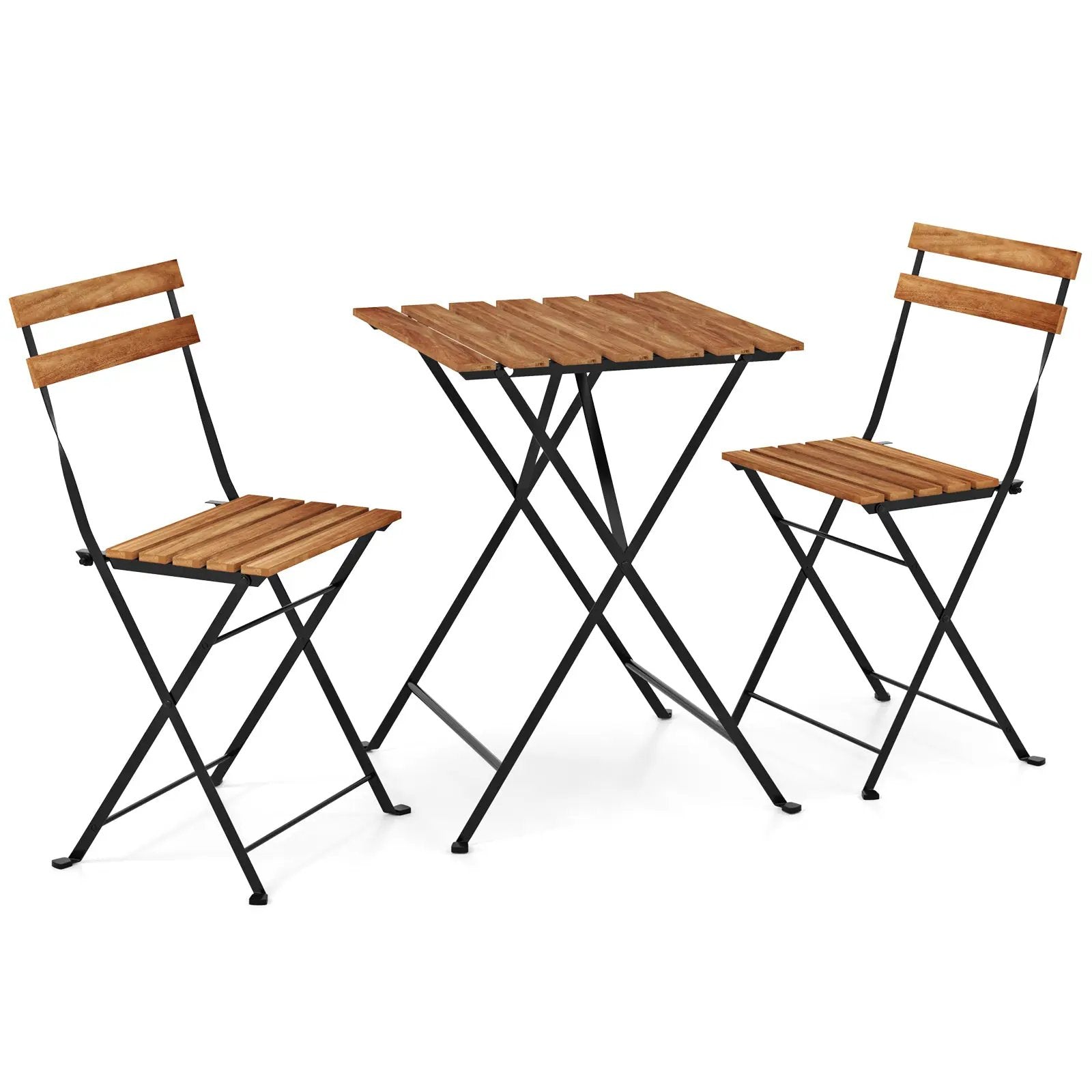 3 Piece Patio Acacia Wood Bistro Set with Slatted Seat and Tabletop by DirectDeals