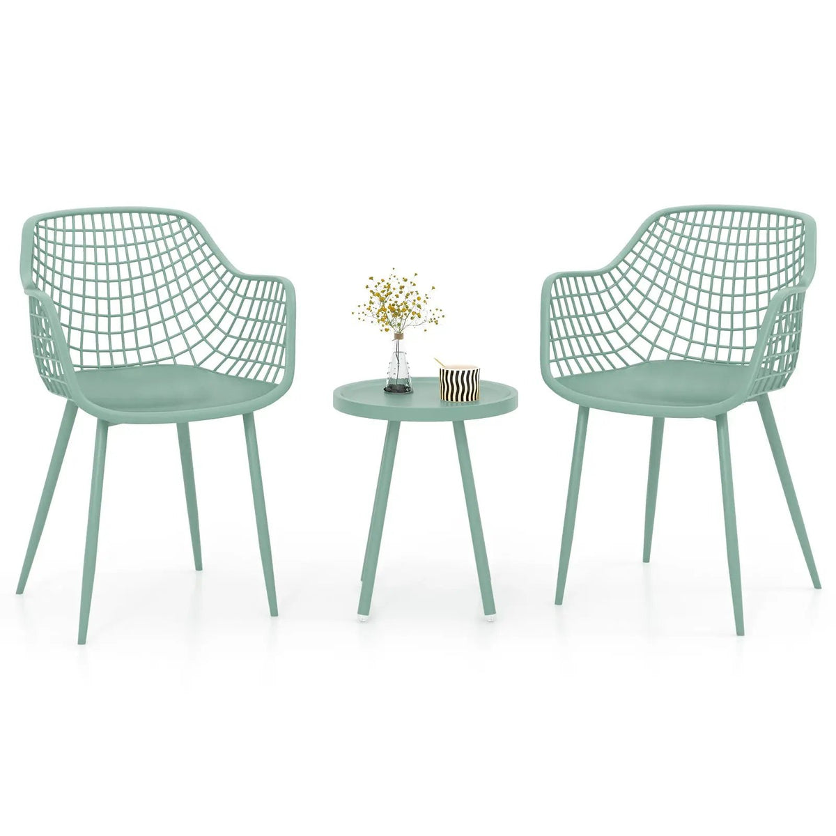 3 Piece Patio Chair Set with PP Seat and Tabletop for Porch, photo 9 of 24