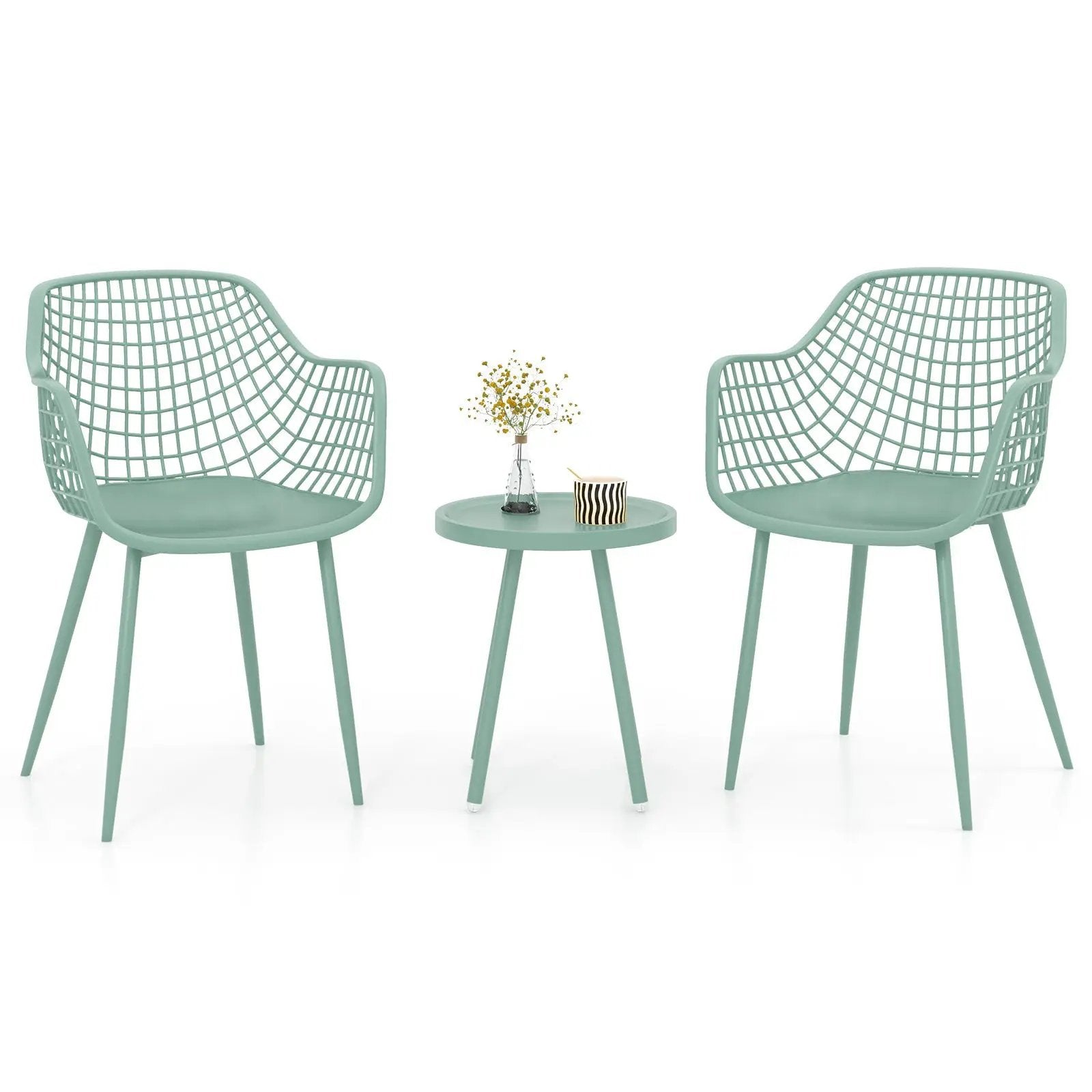3 Piece Patio Chair Set with PP Seat and Tabletop for Porch by DirectDeals