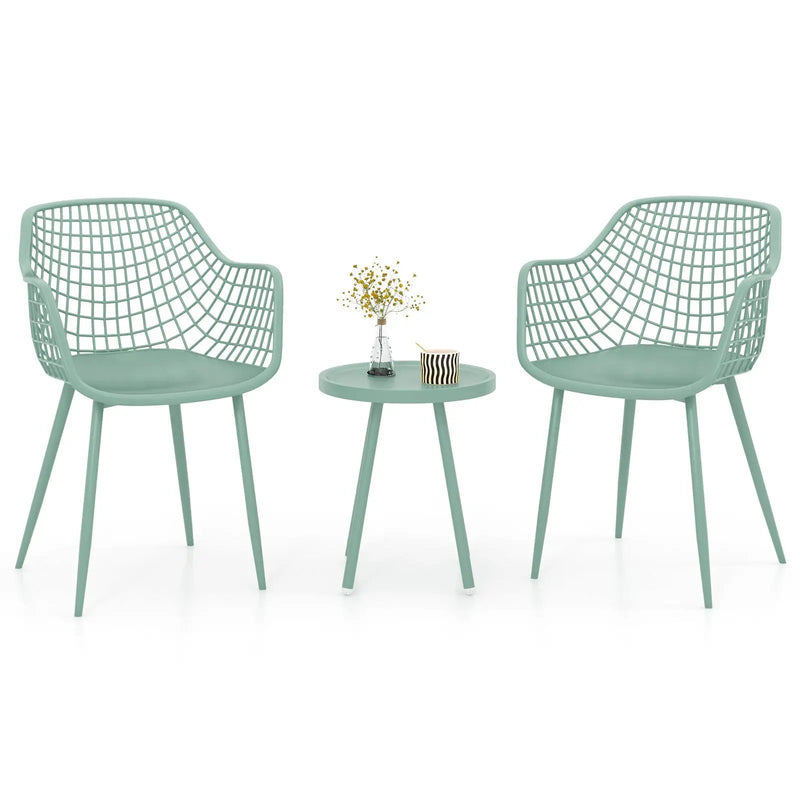 3 Piece Patio Chair Set with PP Seat and Tabletop for Porch by DirectDeals