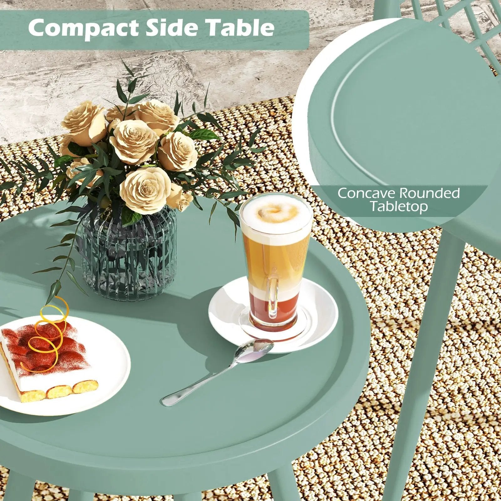 3 Piece Patio Chair Set with PP Seat and Tabletop for Porch by DirectDeals
