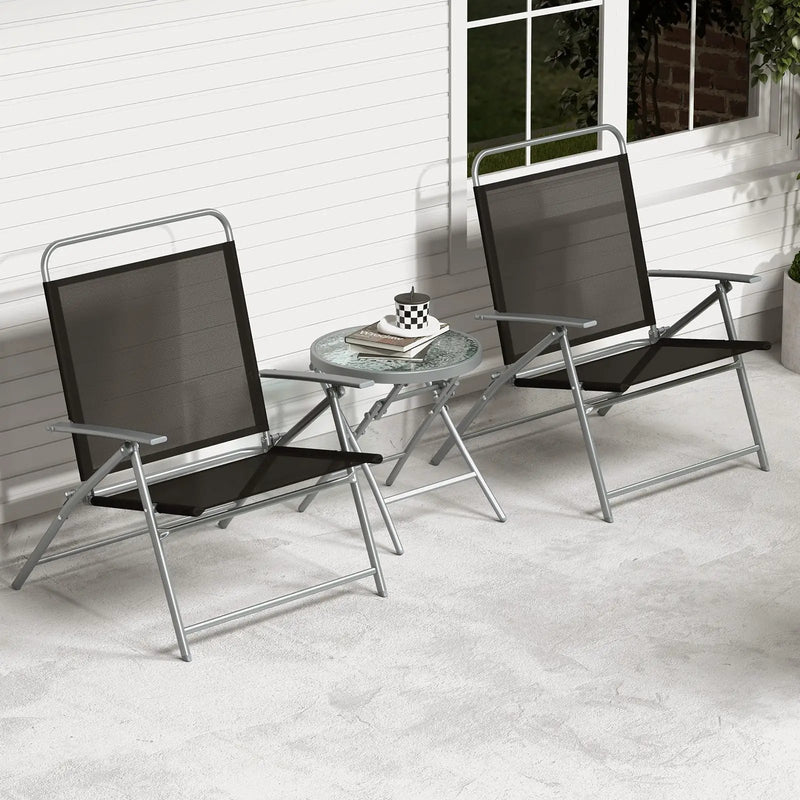 3 Pieces Patio Folding Chair Set Outdoor Metal Conversation Set by DirectDeals