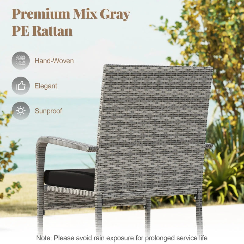 3 Piece Patio Furniture Set with Seat Cushions and Tempered Glass Tabletop for Balcony by DirectDeals