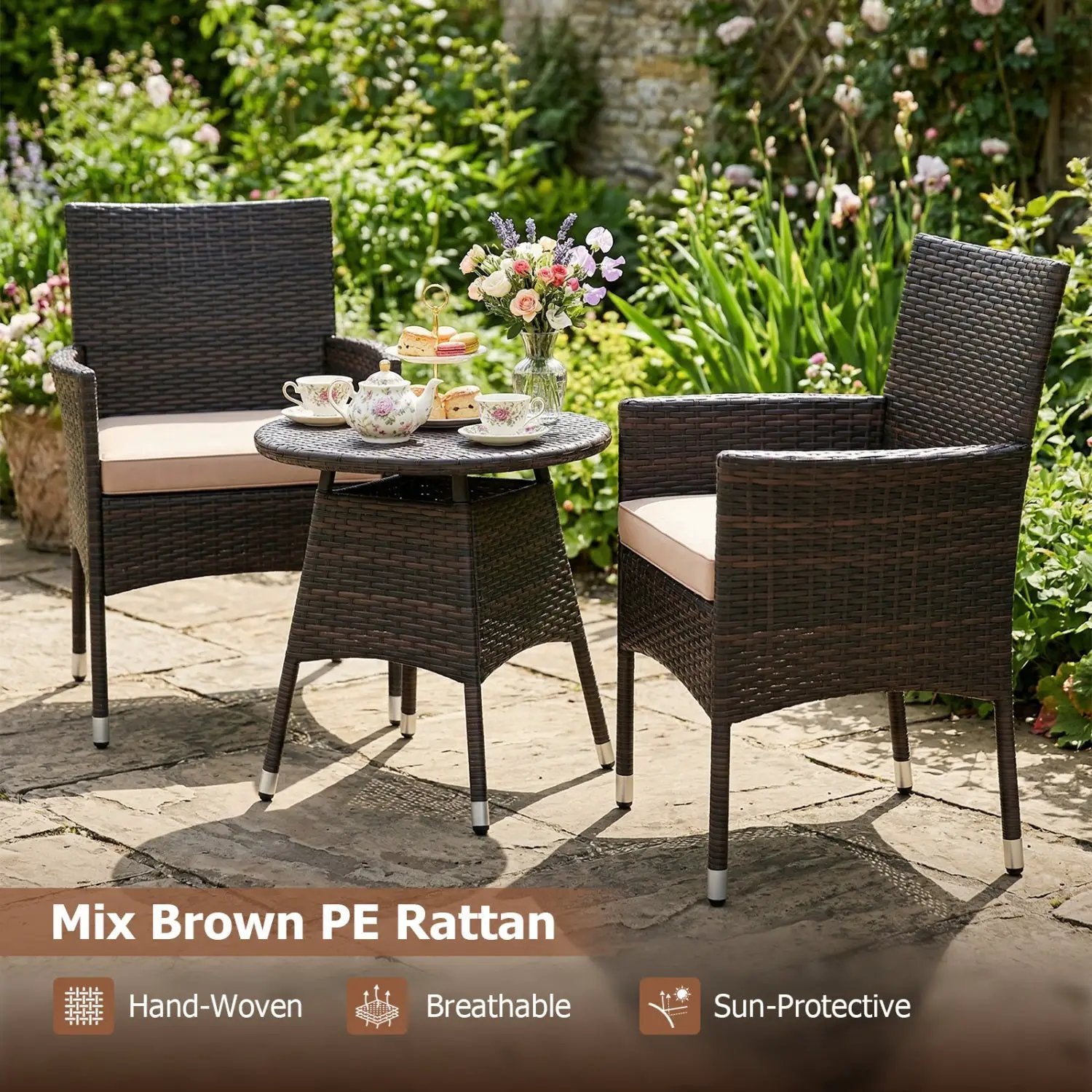 3 Piece Patio Furniture Set Outside Bistro Set for Porch by DirectDeals