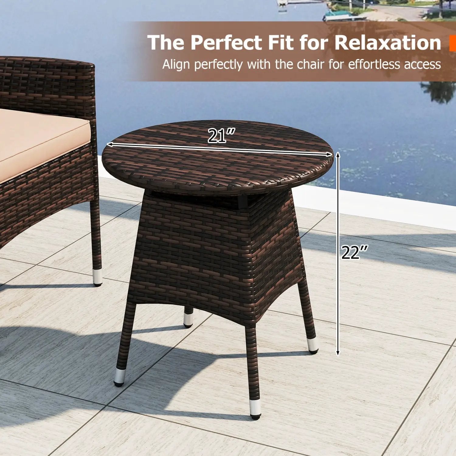 3 Piece Patio Furniture Set Outside Bistro Set for Porch by DirectDeals