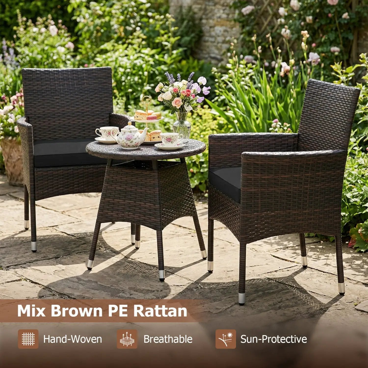 3 Piece Patio Furniture Set Outside Bistro Set for Porch by DirectDeals