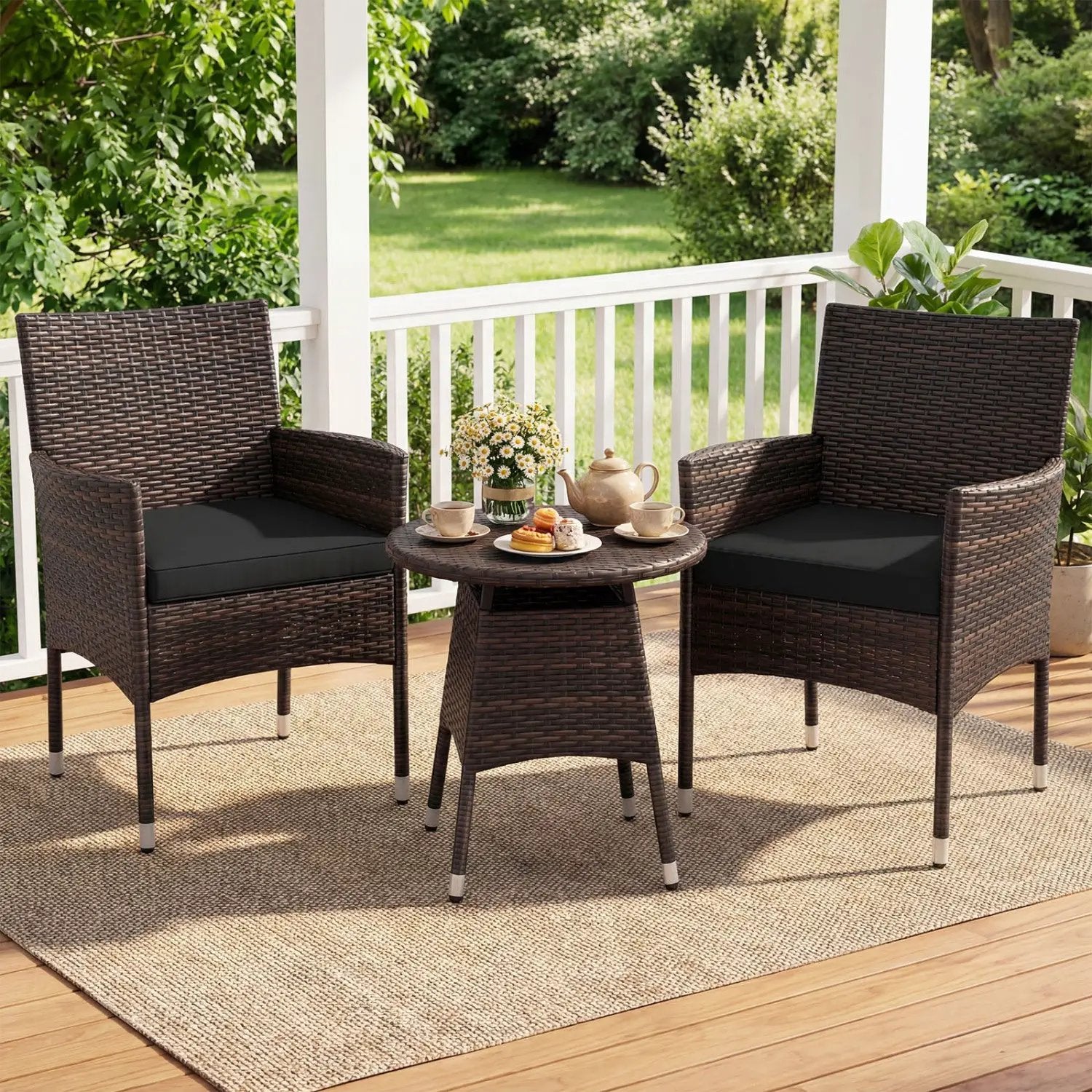 3 Piece Patio Furniture Set Outside Bistro Set for Porch by DirectDeals
