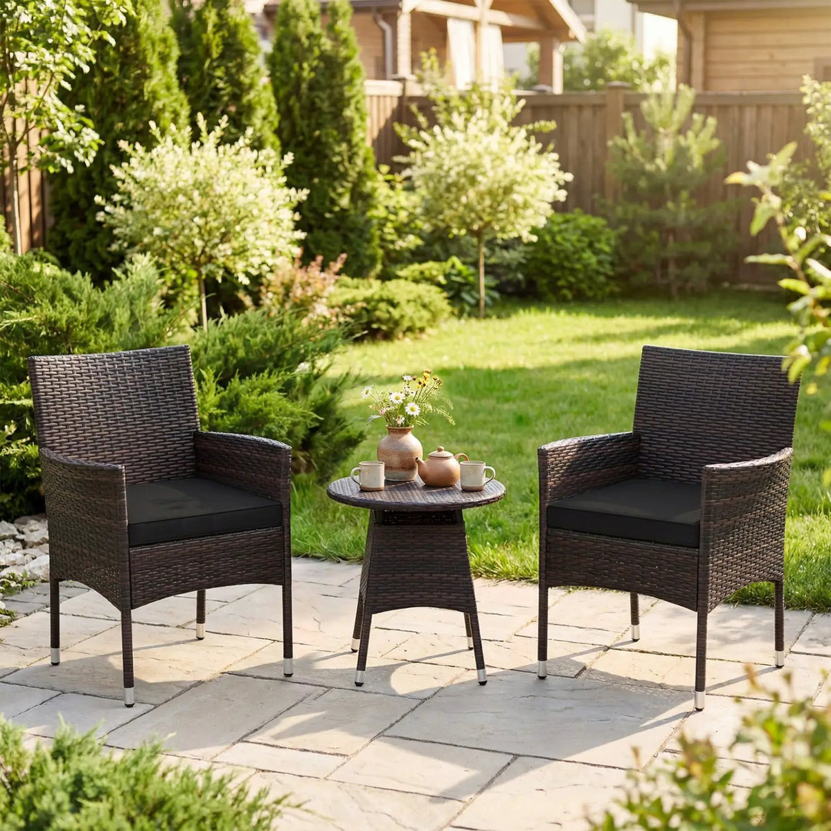 3 Piece Patio Furniture Set Outside Bistro Set for Porch, photo 4 of 24