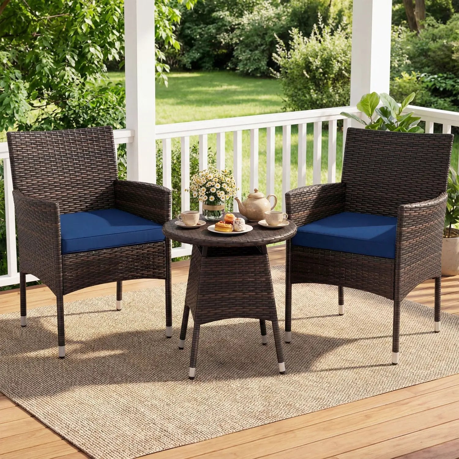 3 Piece Patio Furniture Set Outside Bistro Set for Porch by DirectDeals