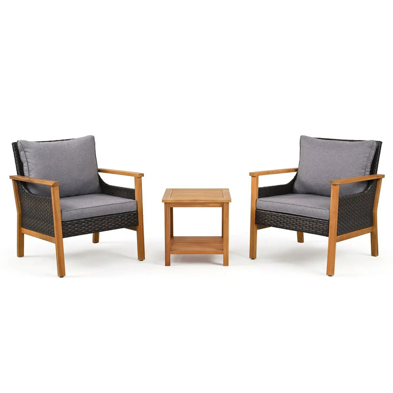 3-Piece Patio Dining Set with Cushions and Side Table by DirectDeals