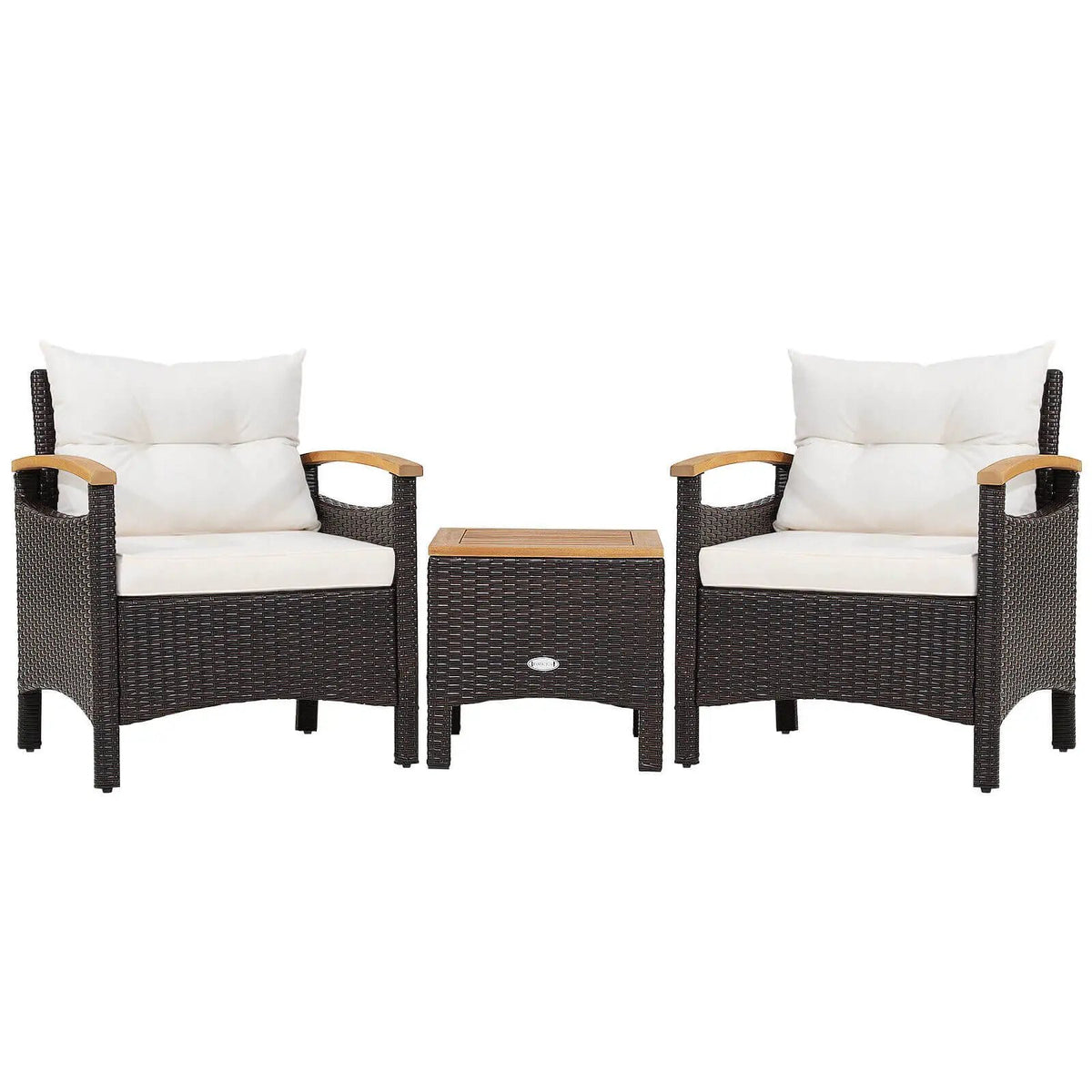 3 Pieces Patio Rattan Furniture Set with Removable Cushion, photo 9 of 10