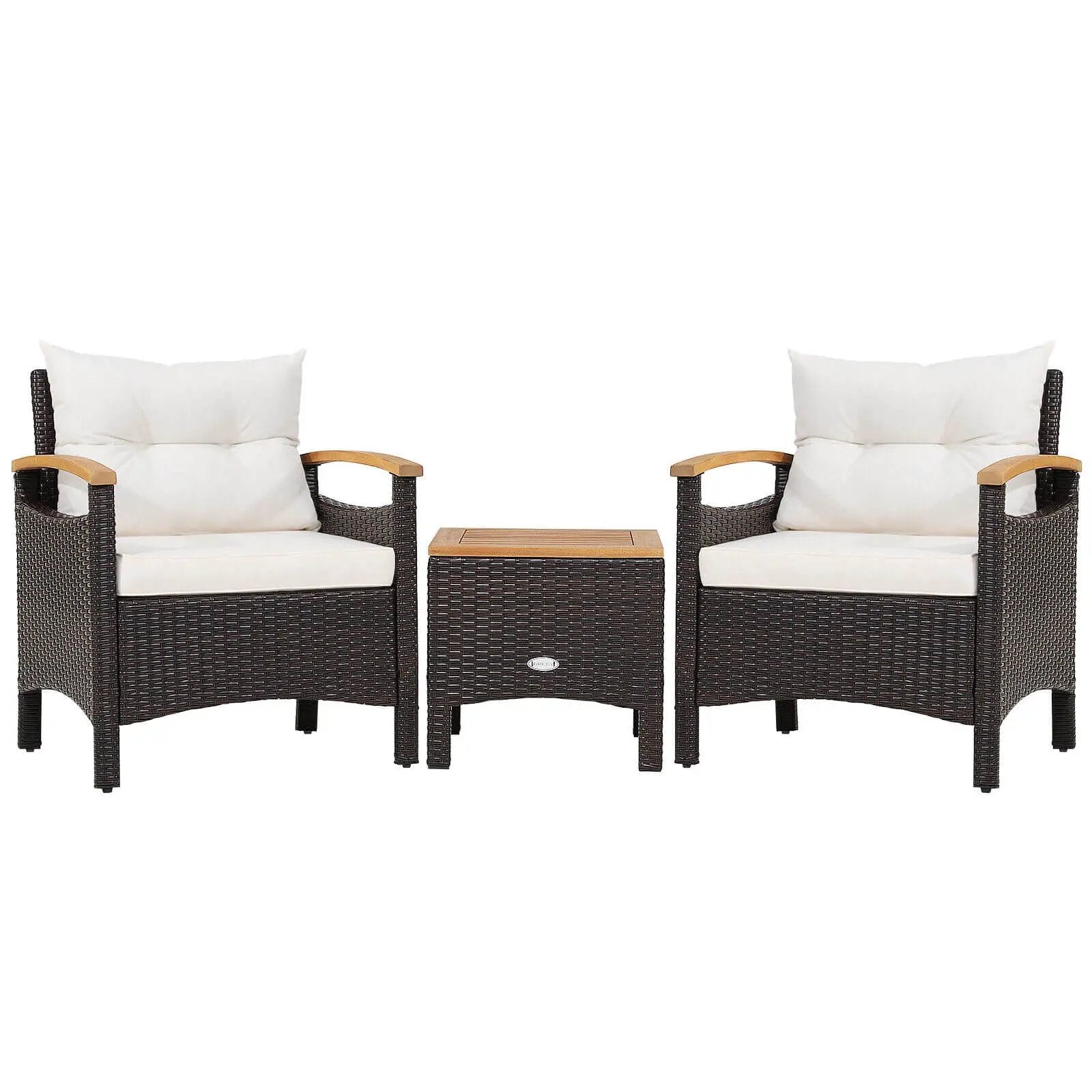 3 Pieces Patio Rattan Furniture Set with Removable Cushion by DirectDeals