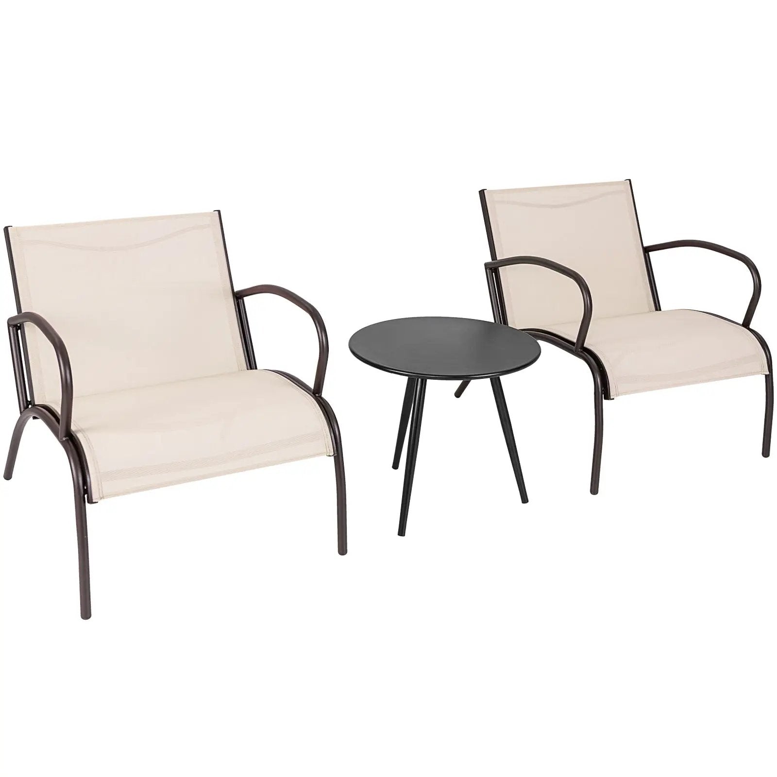 3 Piece Patio Metal Aluminum Wide Armchair and Table Set-Rusic Brown by DirectDeals