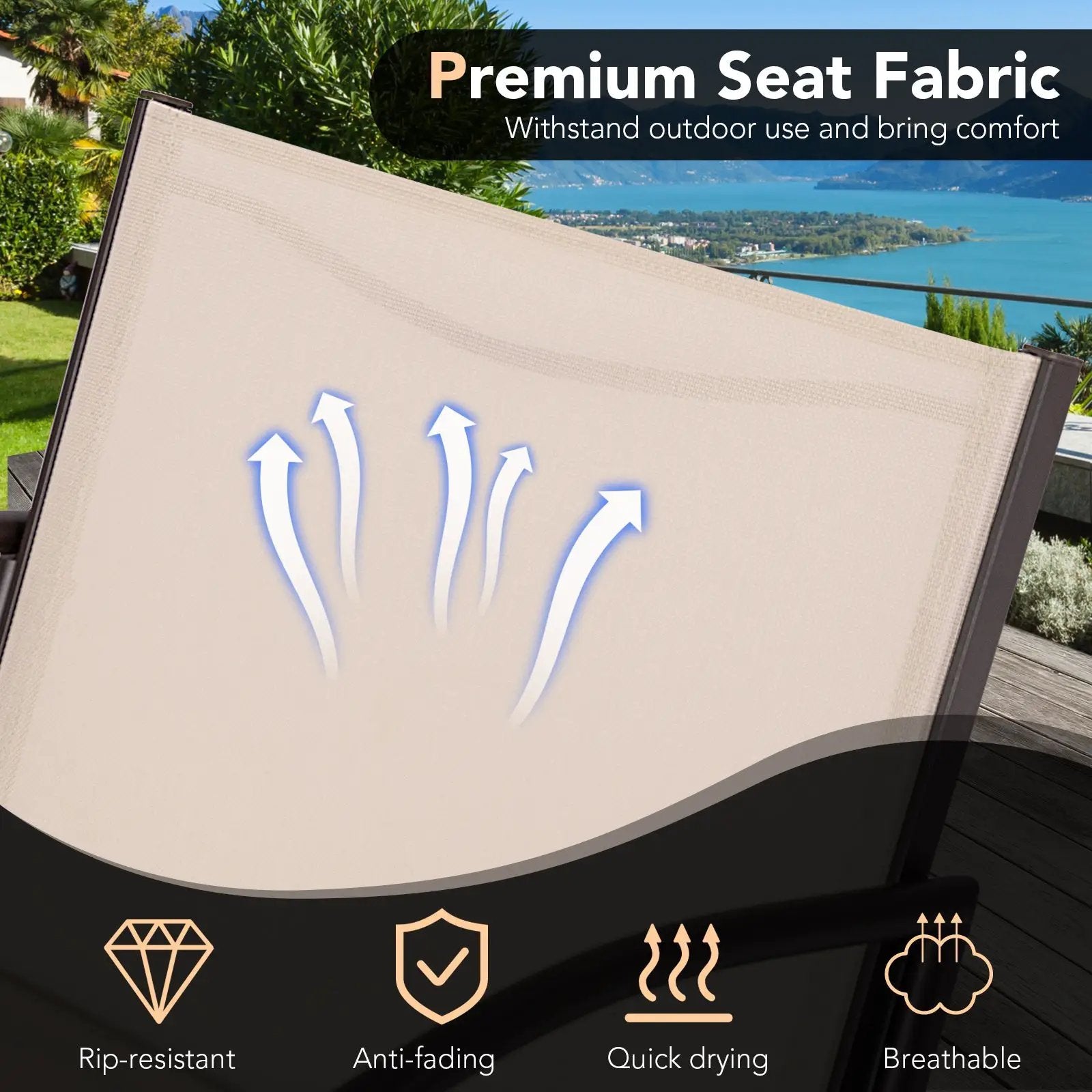 3 Piece Patio Metal Aluminum Wide Armchair and Table Set-Rusic Brown by DirectDeals