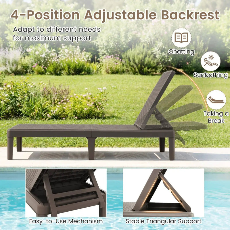 3-Piece Patio Set with 2 Adjustable Lounger Chairs and Rattan Side Table by DirectDeals