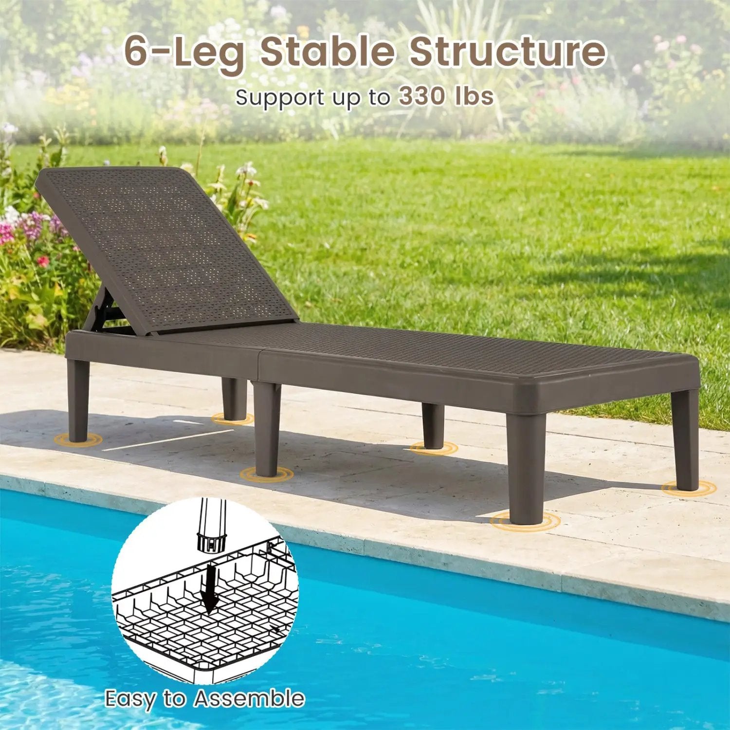 3-Piece Patio Set with 2 Adjustable Lounger Chairs and Rattan Side Table by DirectDeals