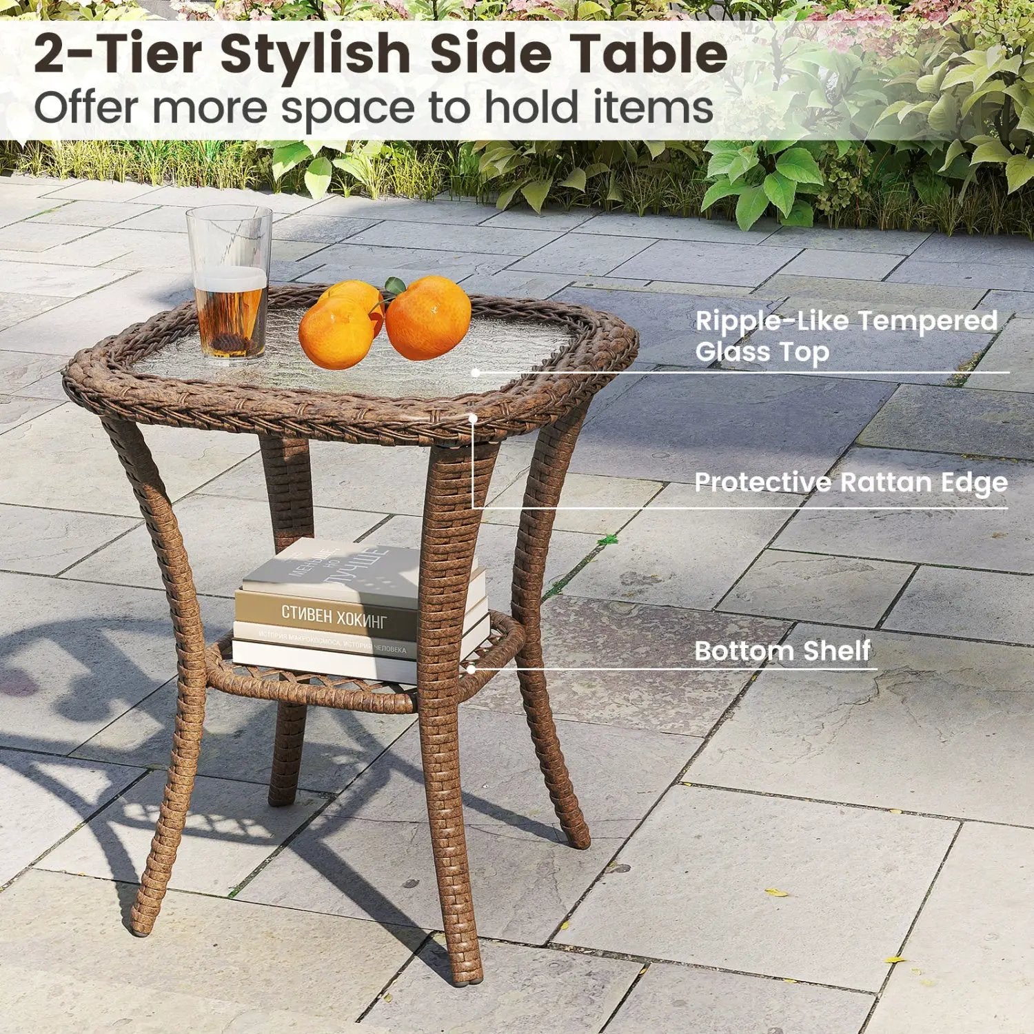 3-Piece Patio Swivel Rocker Set with Glass Side Table by DirectDeals