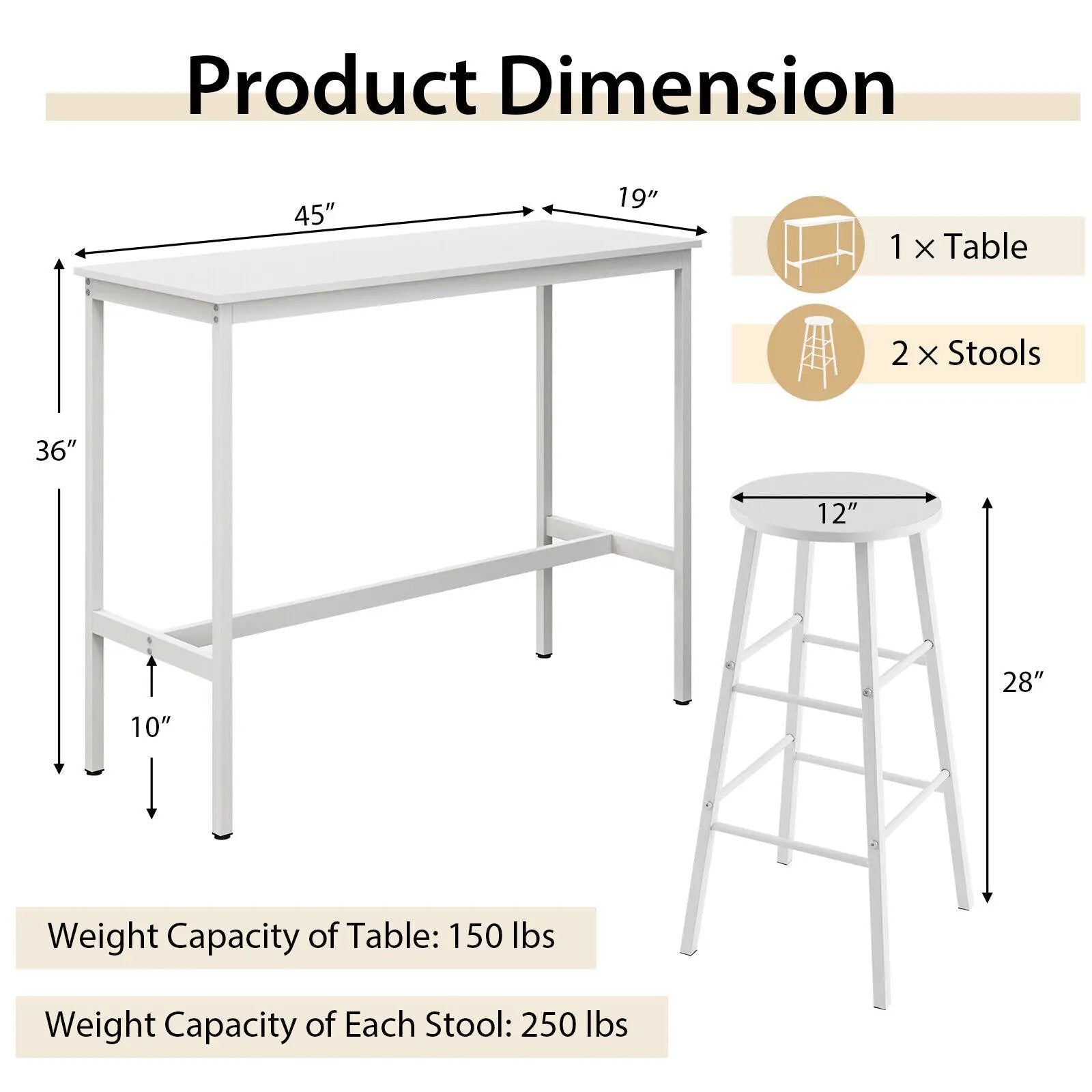 3 Piece Pub Table and Stools Kitchen Dining Set by DirectDeals