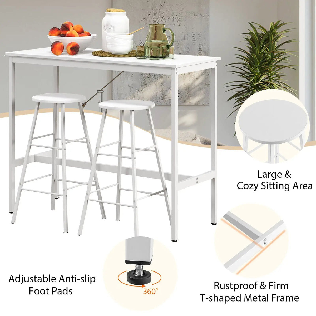 3 Piece Pub Table and Stools Kitchen Dining Set by DirectDeals
