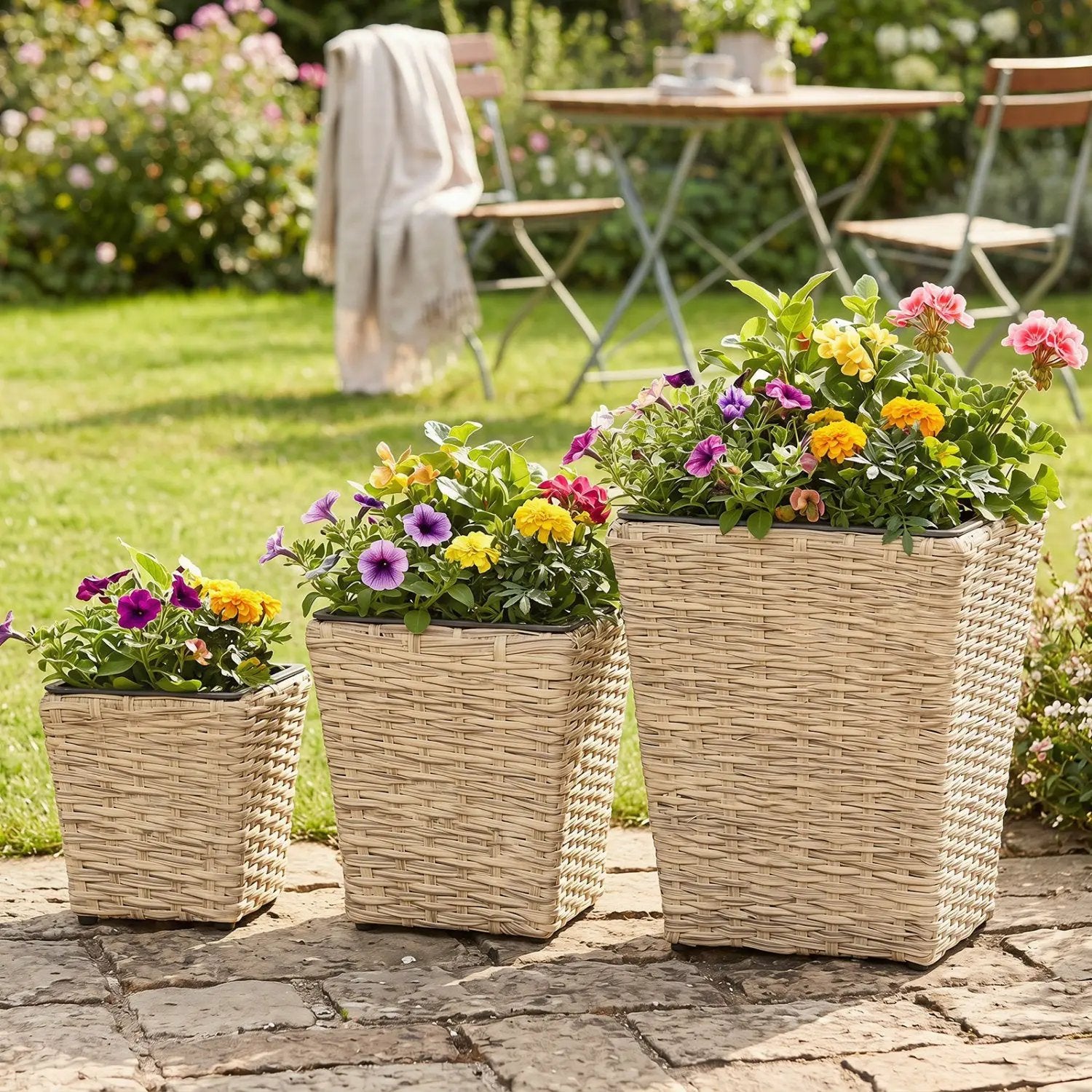 Rattan Planter Box Set - 3 Piece with Removable Liners by DirectDeals