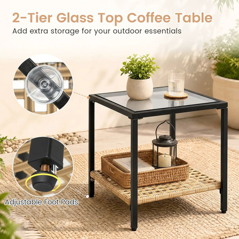 3-Piece Rattan Patio Conversation Set with Rocking Chairs by DirectDeals