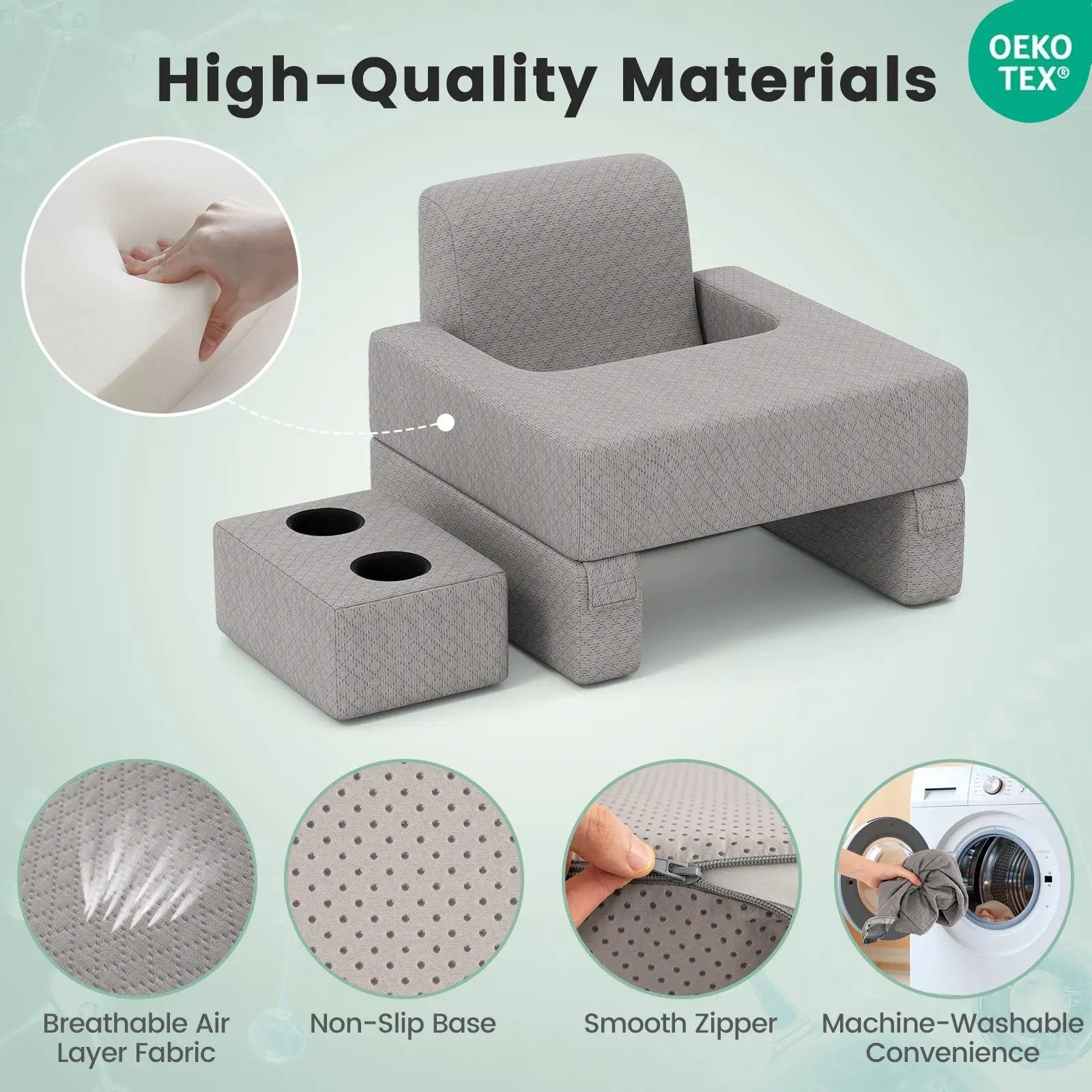 3-Piece Reading Pillow Set Extra Large Lap Desk with Coaster-Gray by DirectDeals