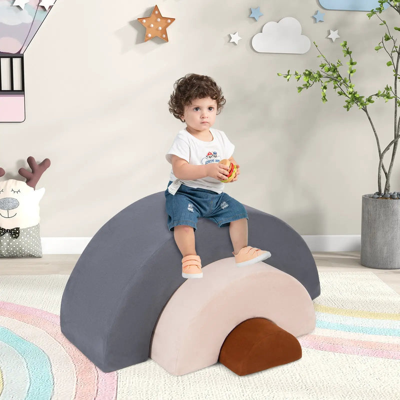 3 Piece Toddlers Climbing Toys Indoor Soft Play Equipment Playset-Grey by DirectDeals